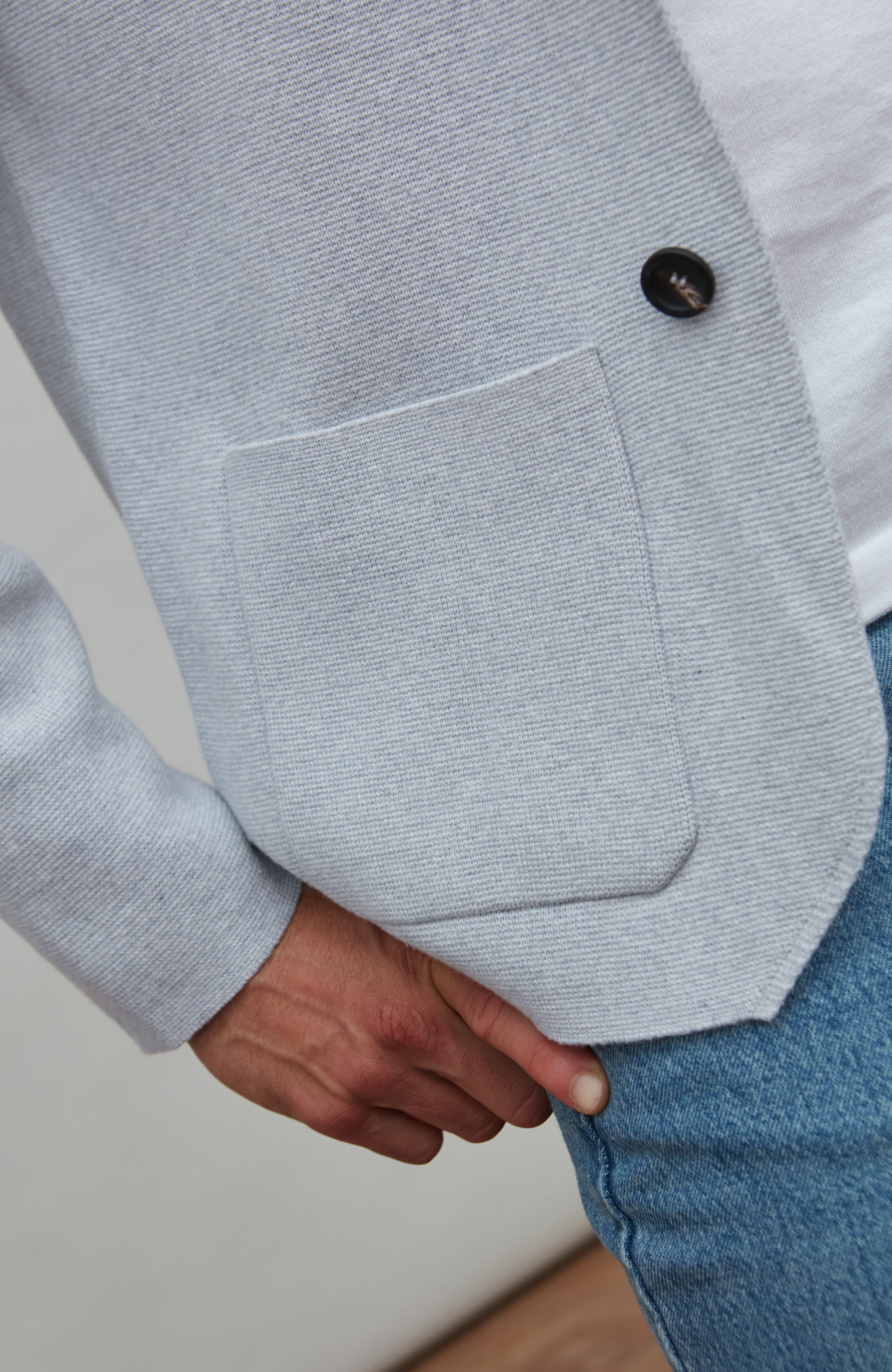 Mens Midweight Cotton Deconstructed Knitted Blazer