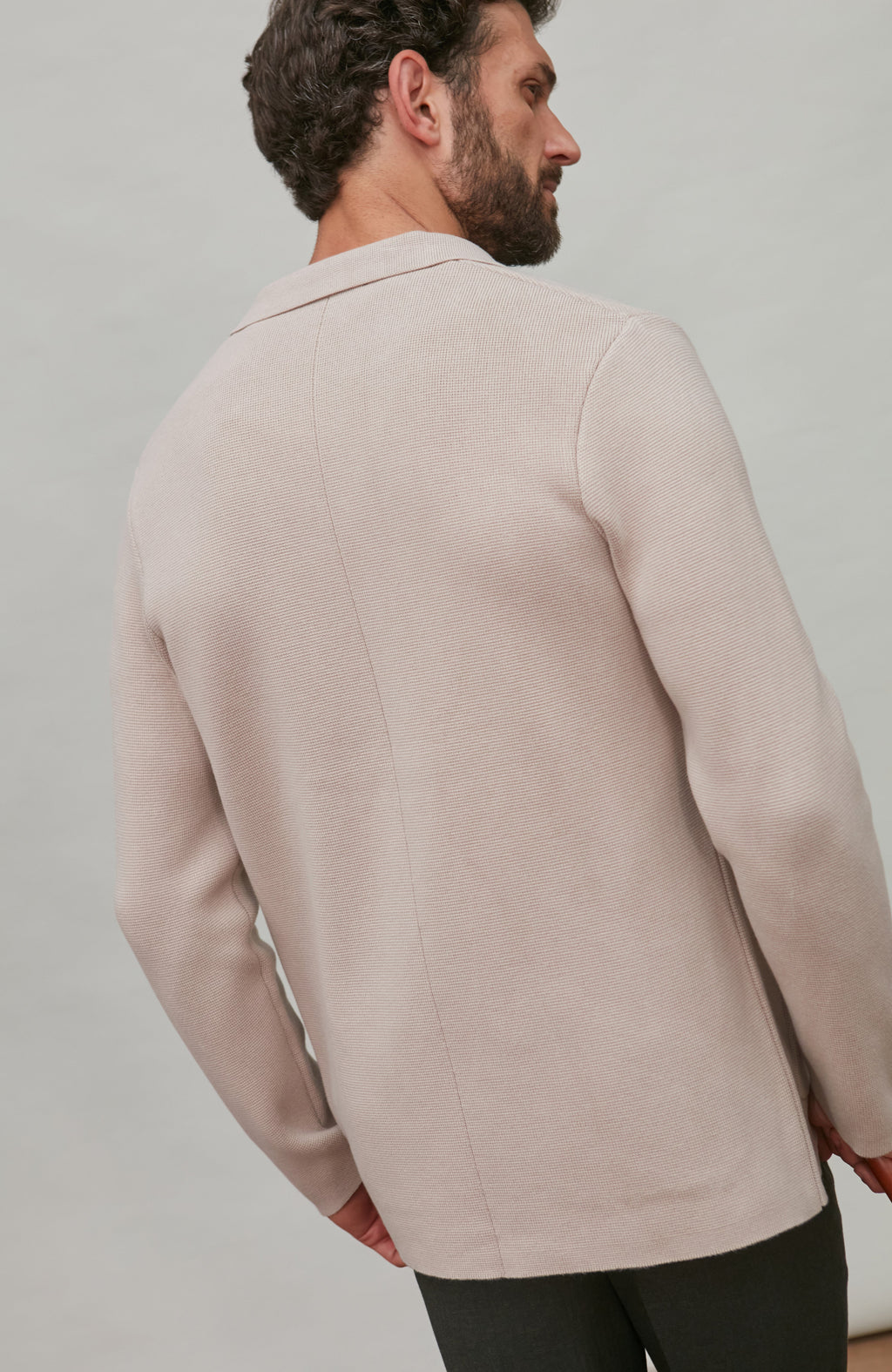 Mens Midweight Cotton Deconstructed Knitted Blazer