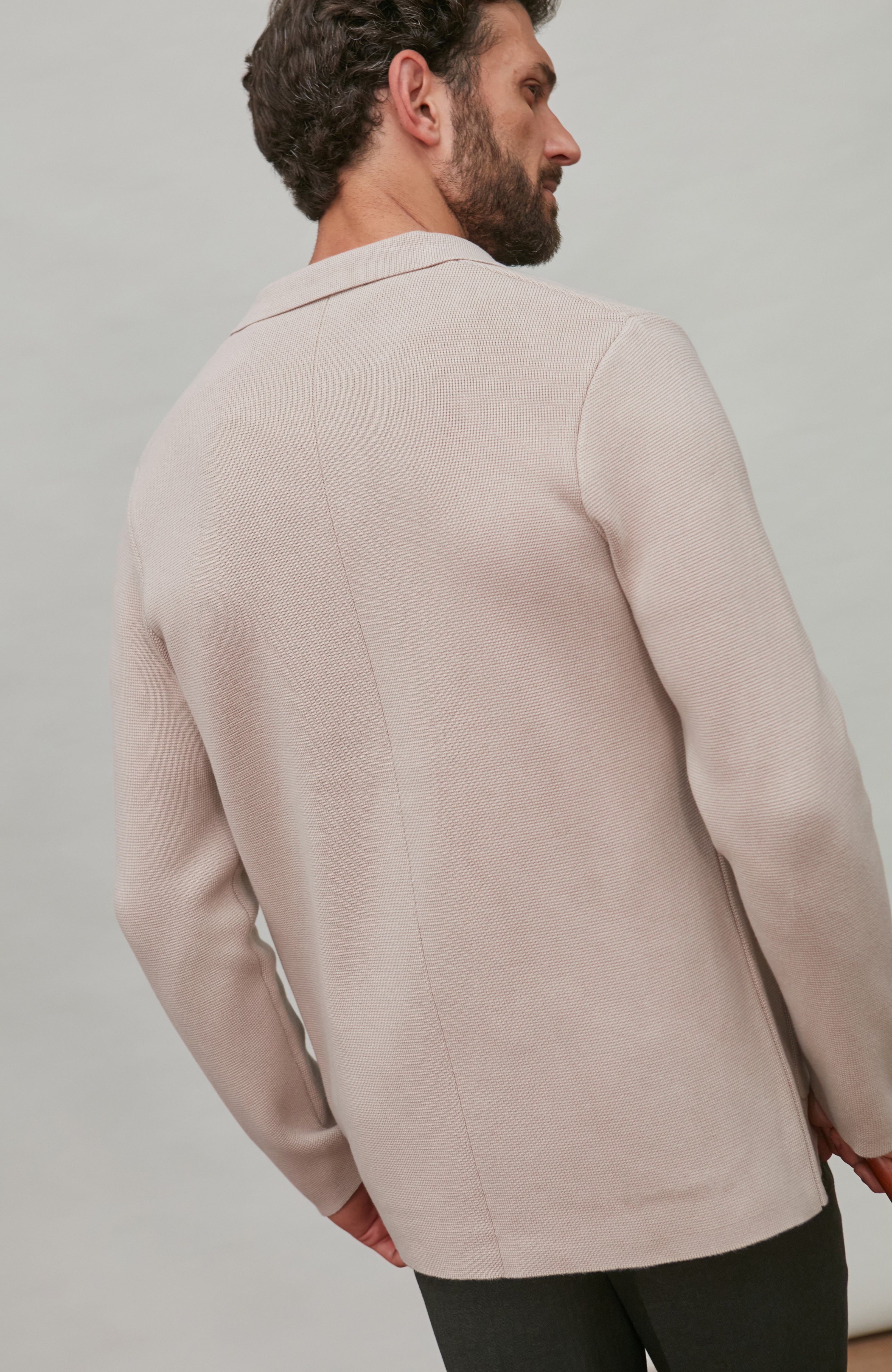 Mens Midweight Cotton Deconstructed Knitted Blazer