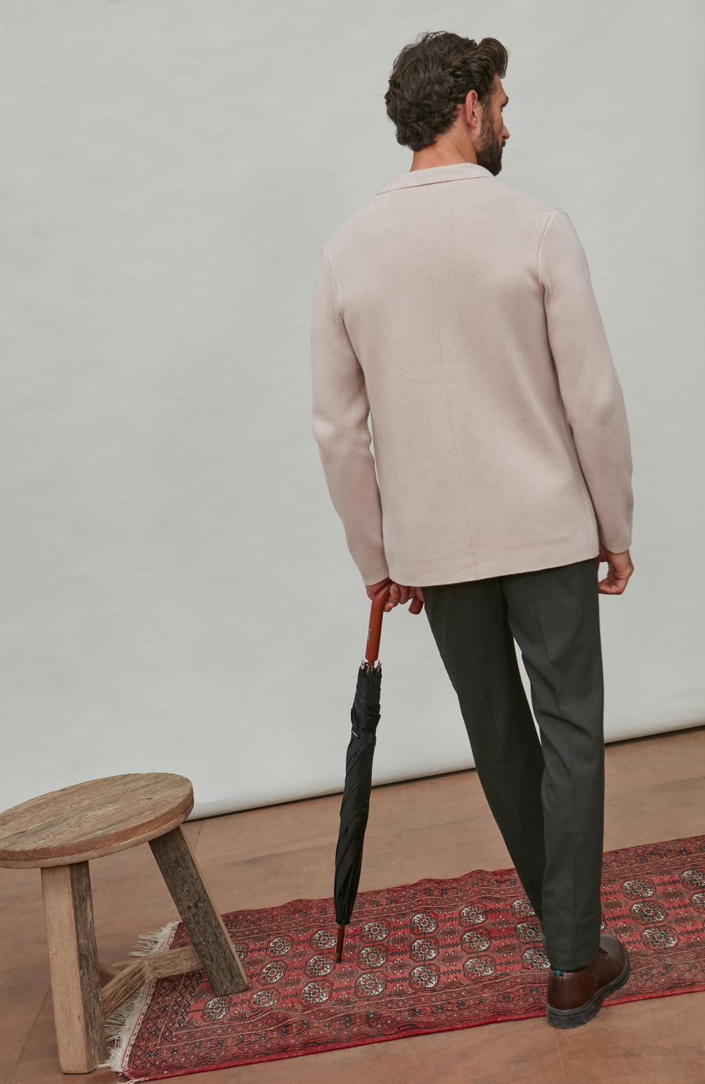 Mens Midweight Cotton Deconstructed Knitted Blazer