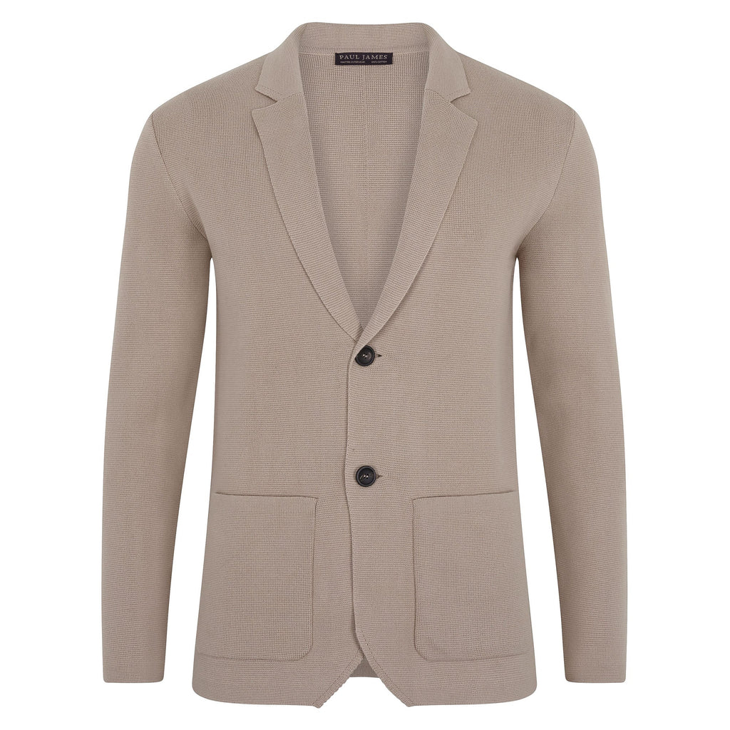 Mens Midweight Cotton Deconstructed Knitted Blazer