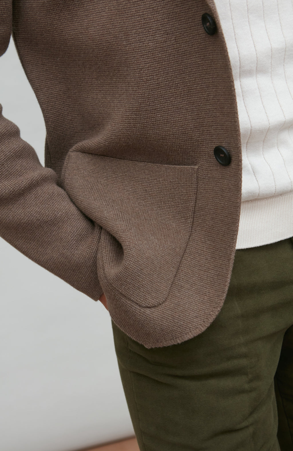 Mens Midweight Cotton Deconstructed Knitted Blazer