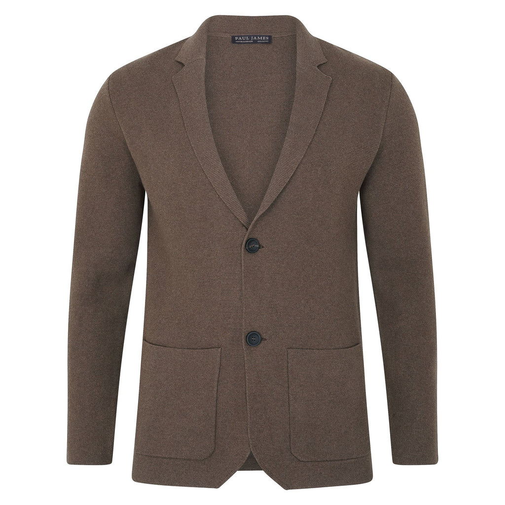 Mens Midweight Cotton Deconstructed Knitted Blazer
