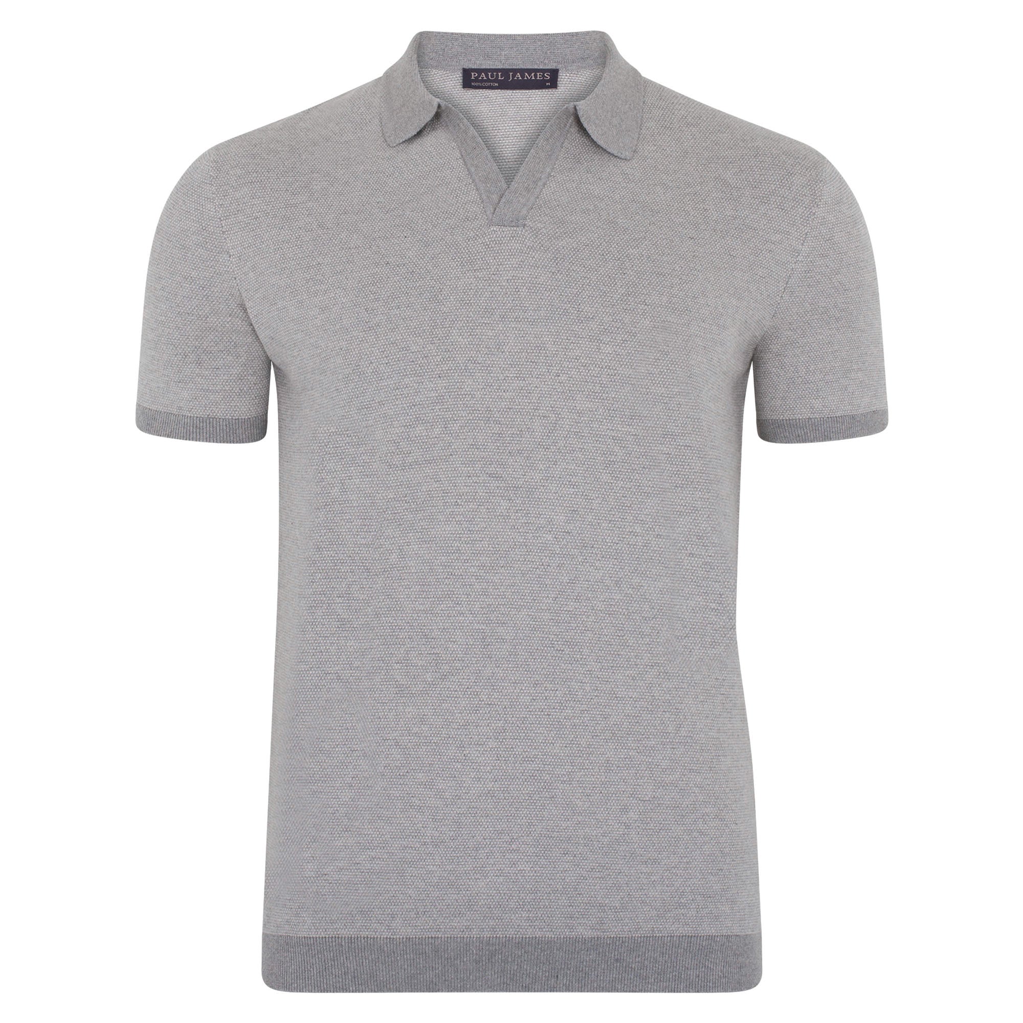 Mens Lightweight Cotton Honeycomb Buttonless Polo Shirt