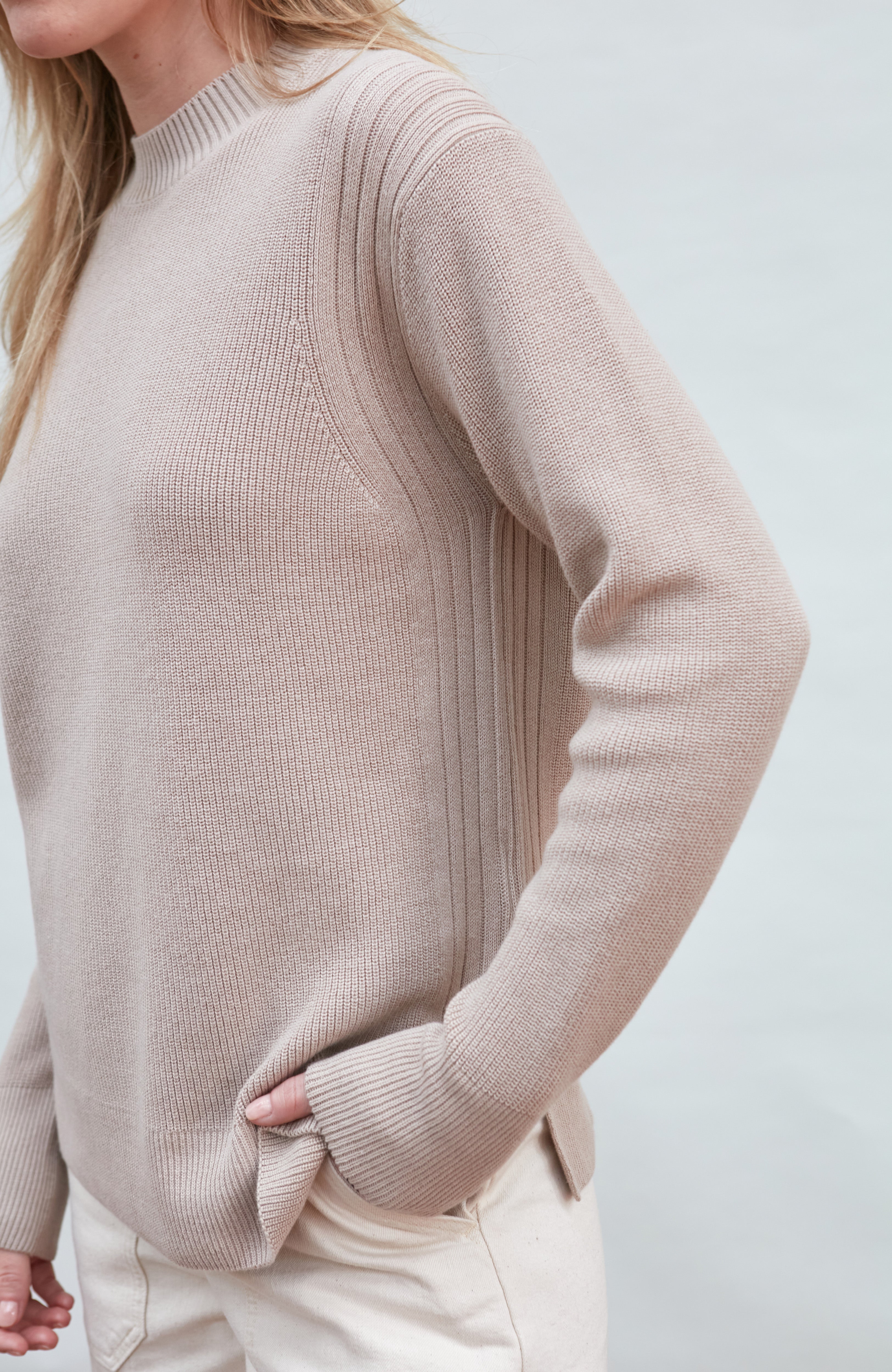 Womens Lightweight Cotton Fisherman Rib Jumper