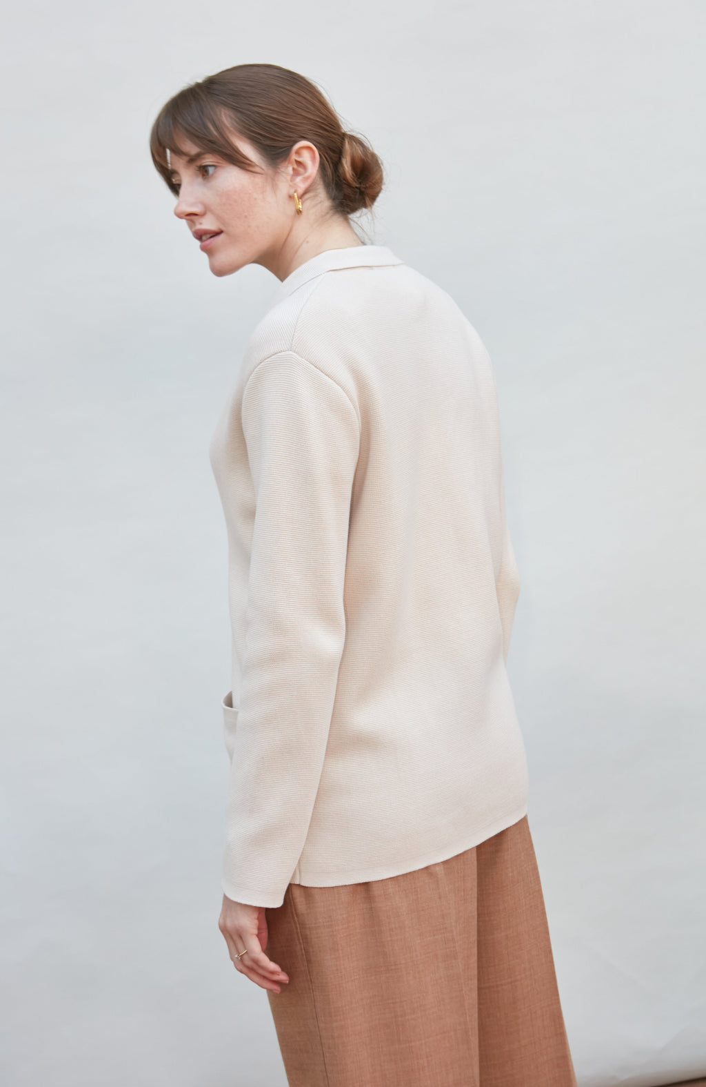 Womens Midweight Cotton Relaxed Fit Knitted Blazer