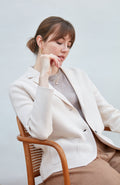 Womens Midweight Cotton Relaxed Fit Knitted Blazer