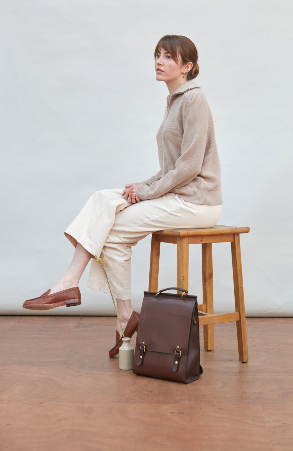 Womens Midweight Cotton Troyer Zip Neck Ribbed Jumper