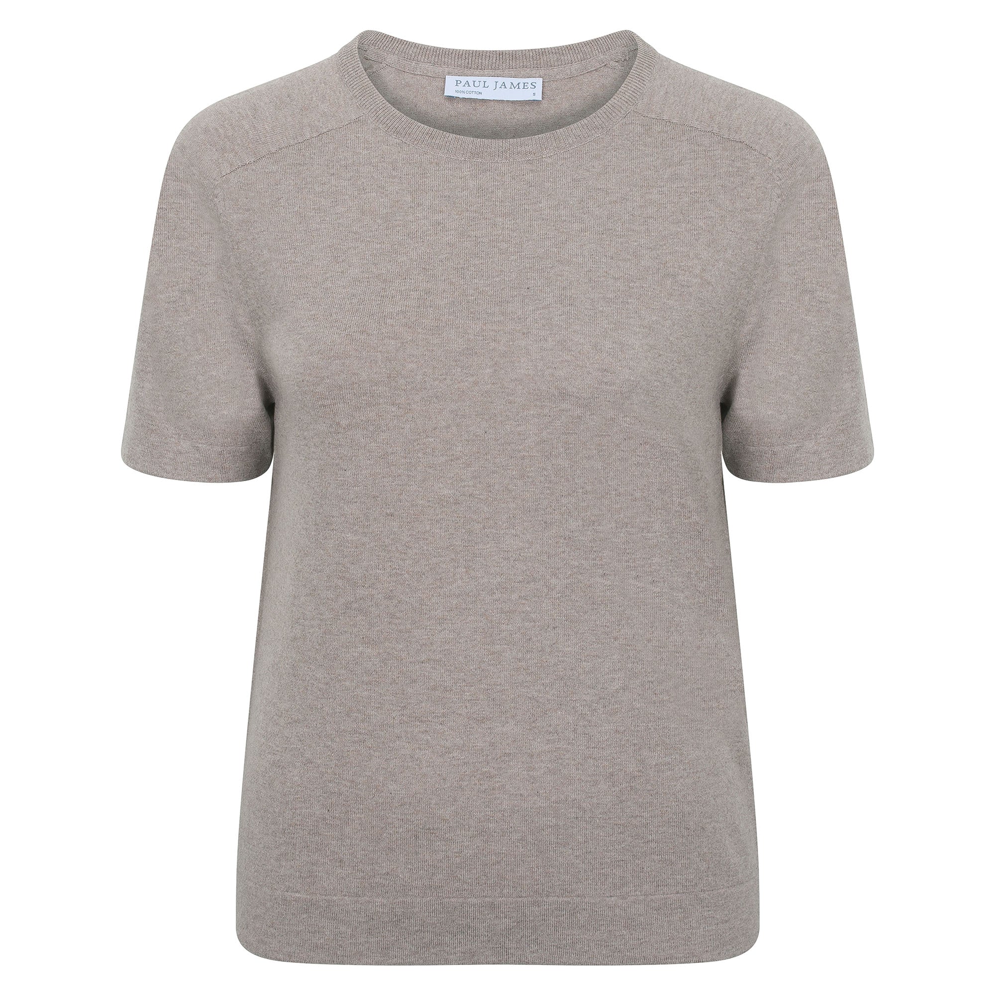 Womens Ultra Fine Cotton Saddle Shoulder Knitted T-Shirt