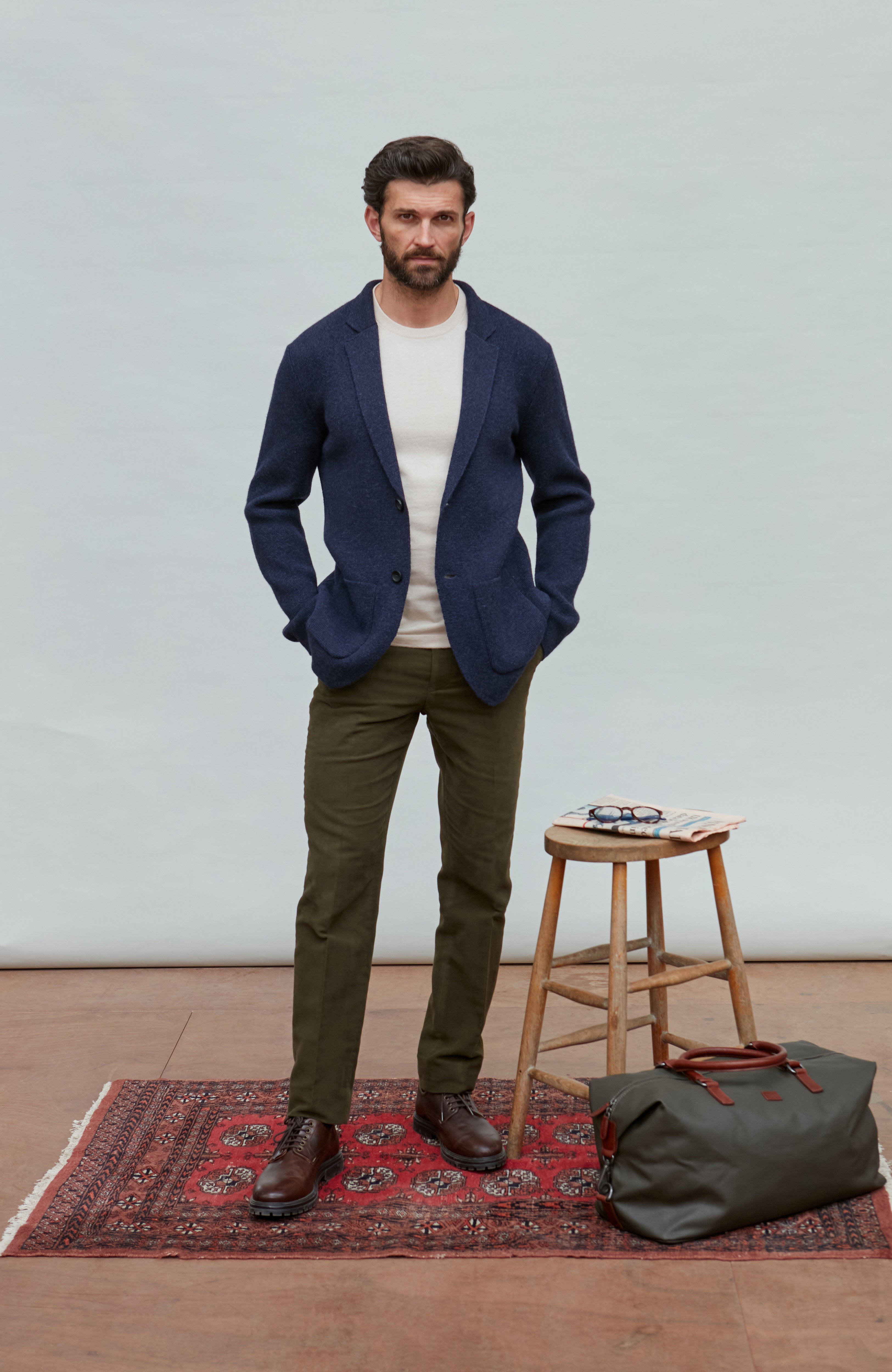 Mens Midweight Lambswool Knitted Blazer