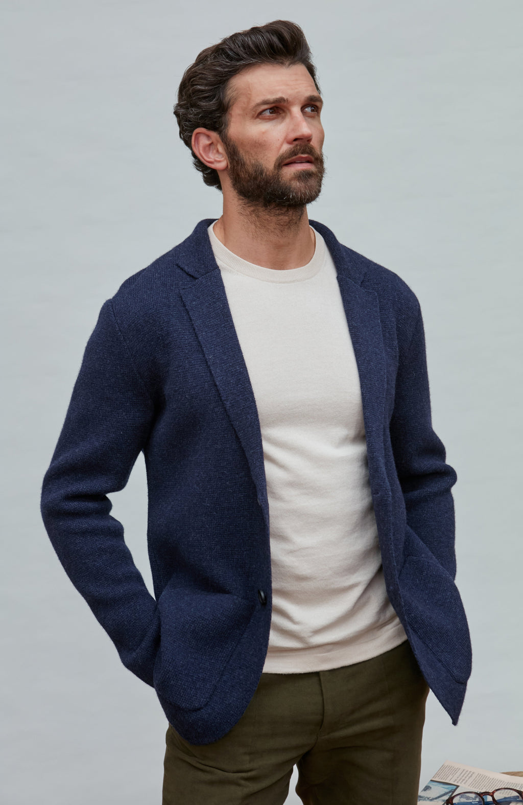Mens Midweight Lambswool Knitted Blazer
