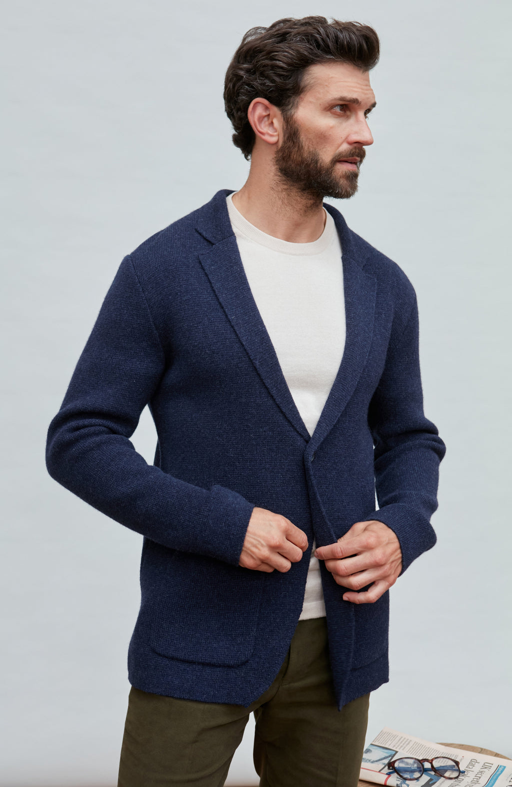 Mens Midweight Lambswool Knitted Blazer