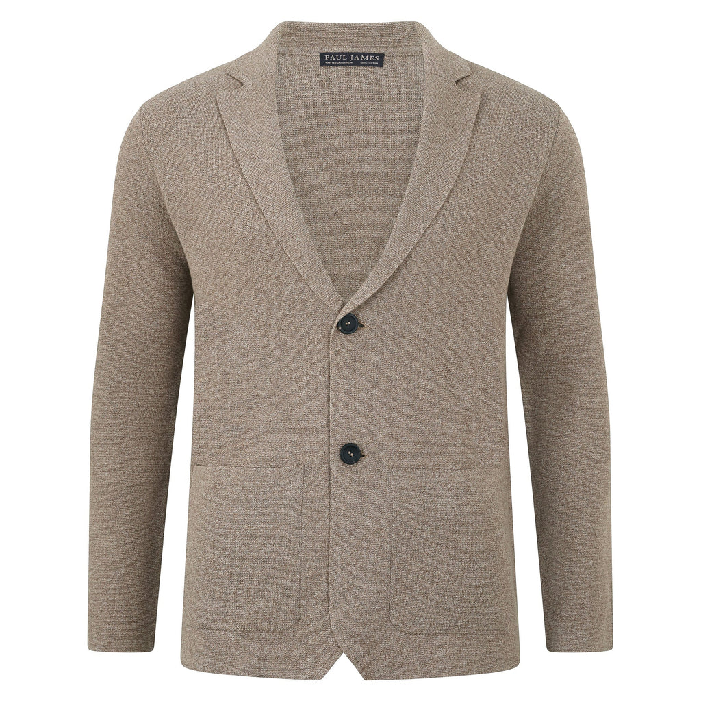 Mens Lightweight Jaspe Cotton Knitted Blazer