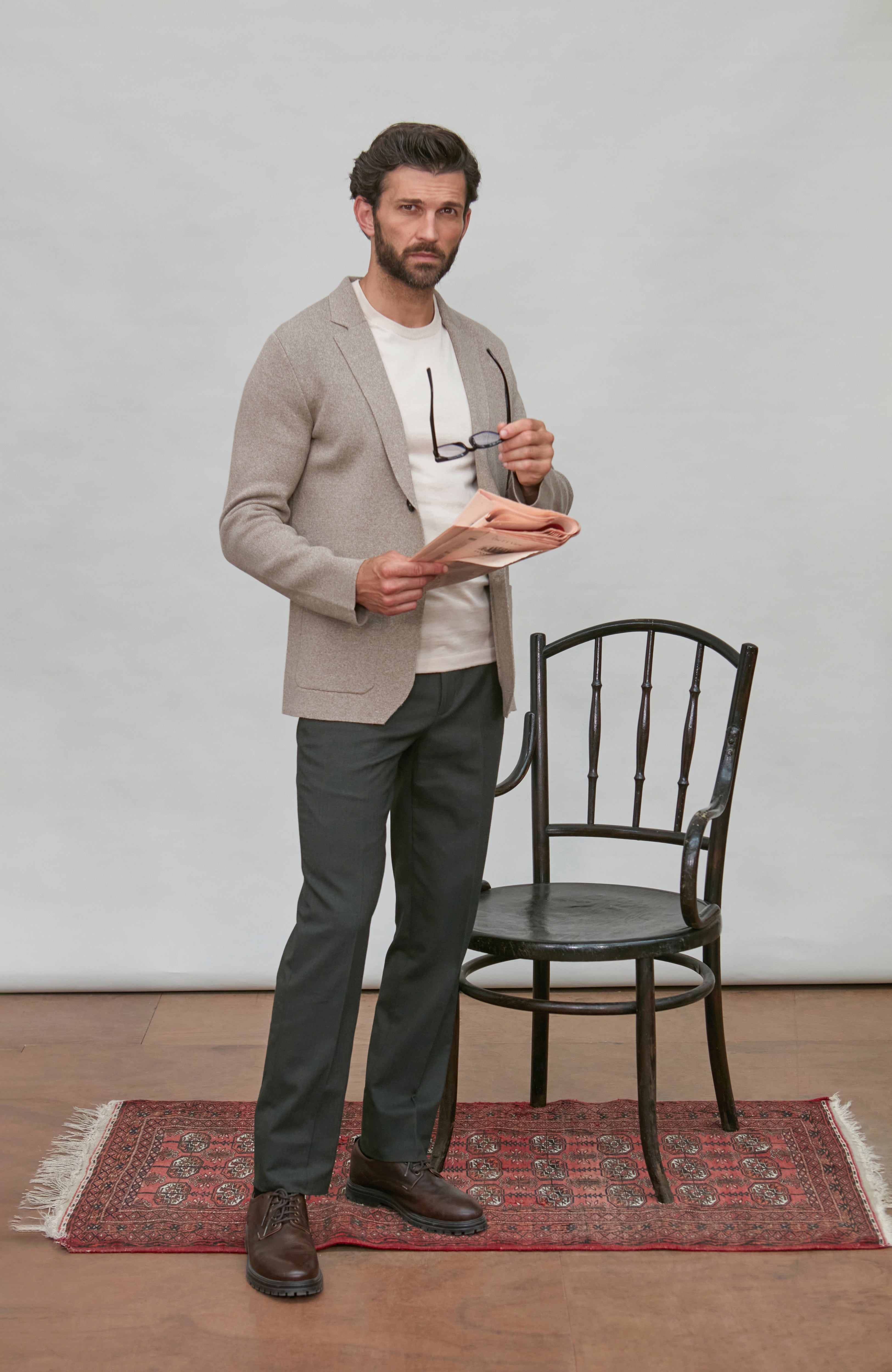 Mens Lightweight Jaspe Cotton Knitted Blazer