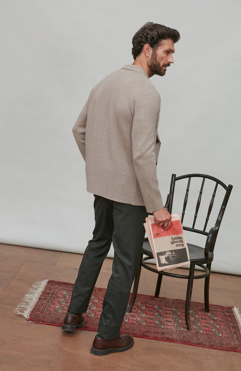 Mens Lightweight Jaspe Cotton Knitted Blazer