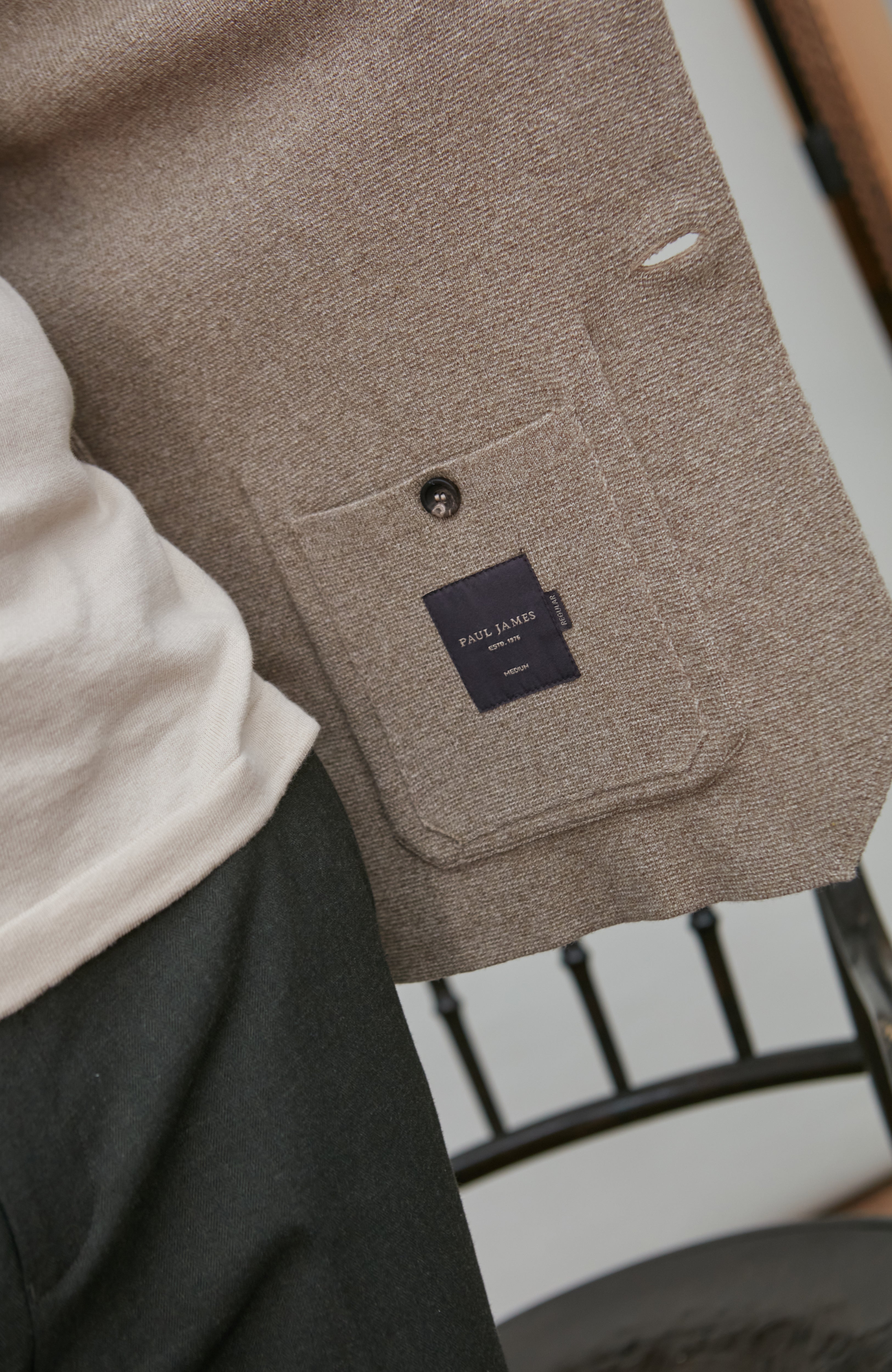 Mens Lightweight Jaspe Cotton Knitted Blazer