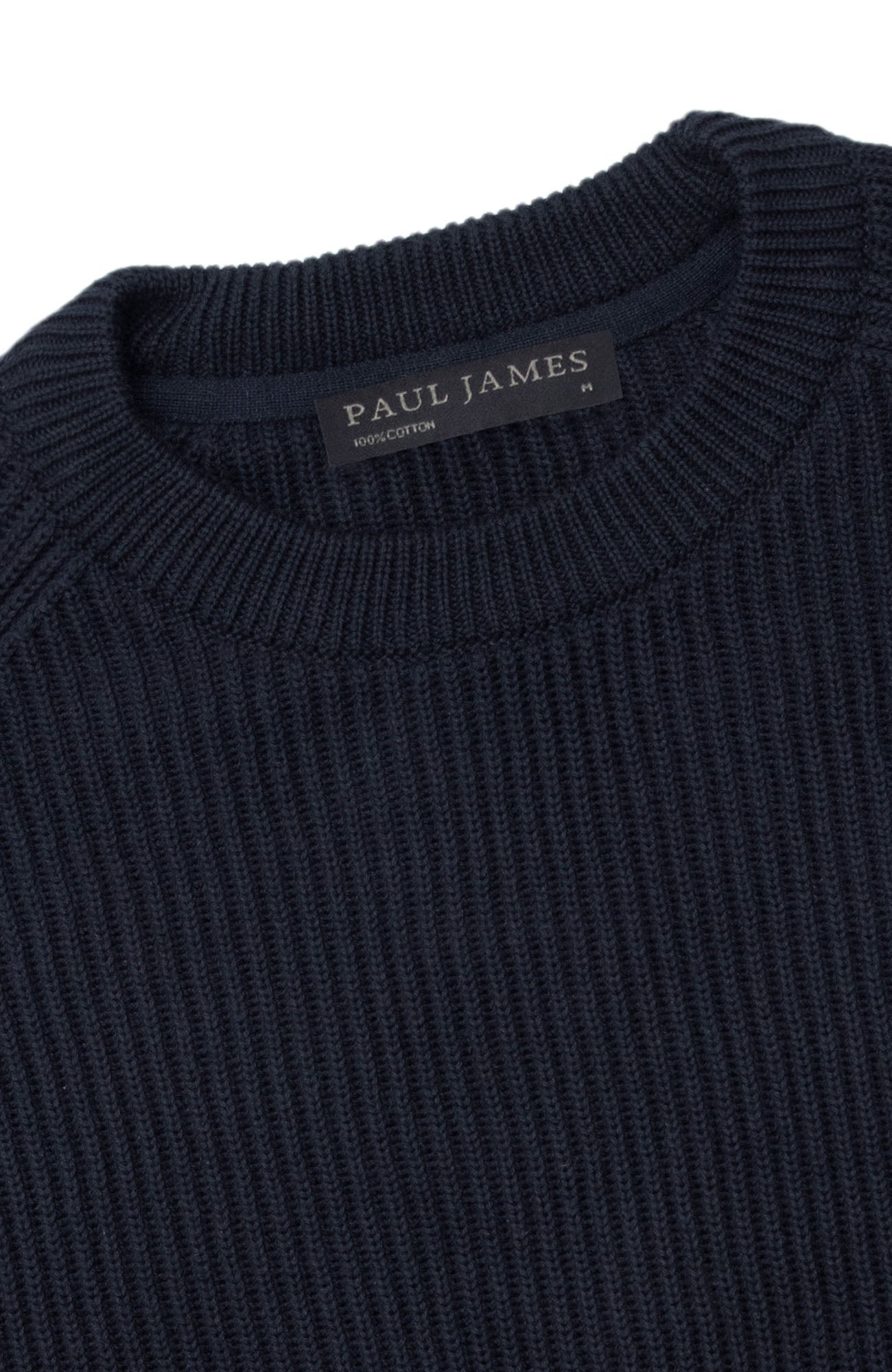 Mens Midweight Cotton Ribbed Crew Neck Jumper