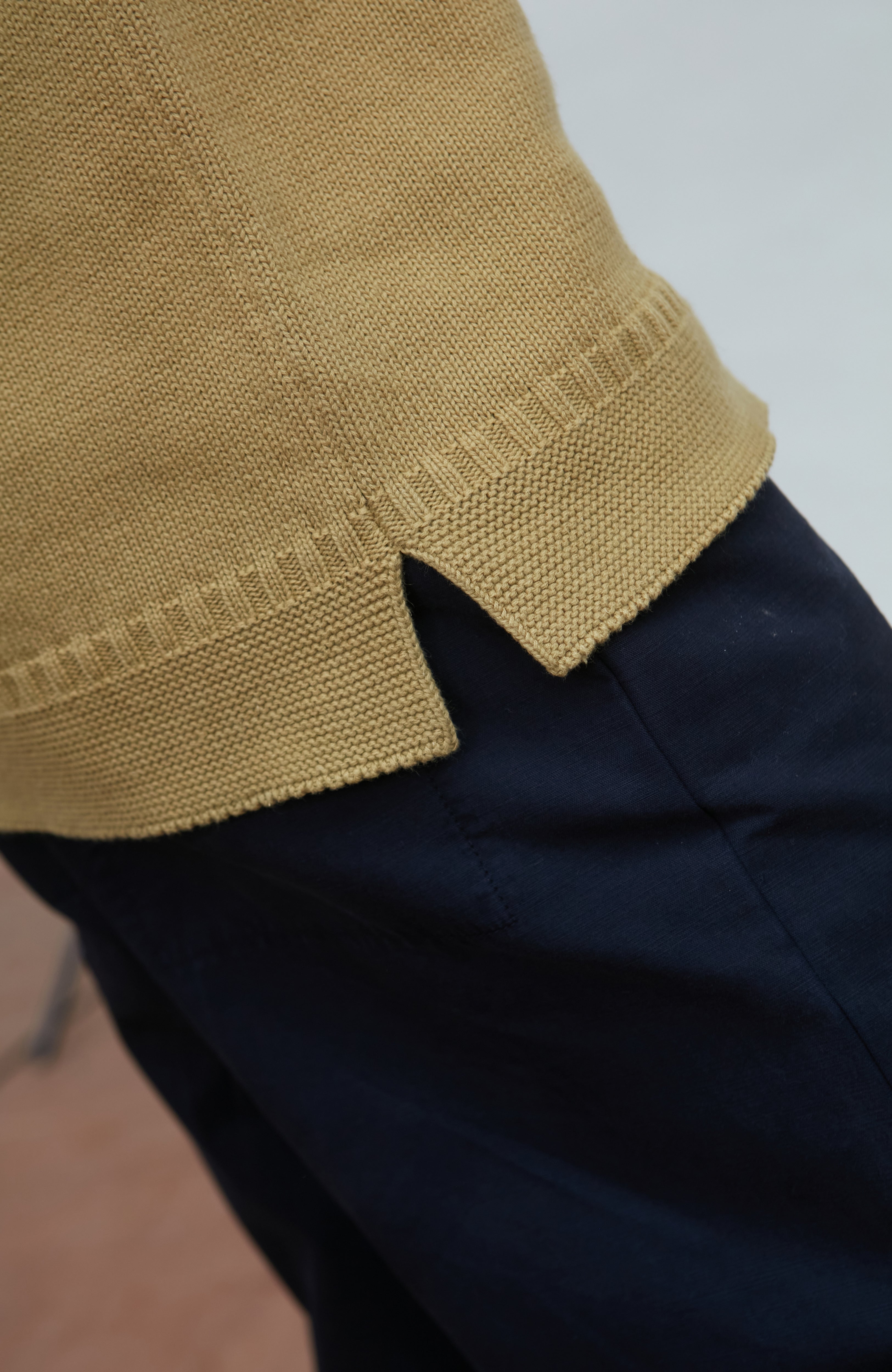 Mens Midweight Organic Cotton Linen Mock Neck Gansey Jumper