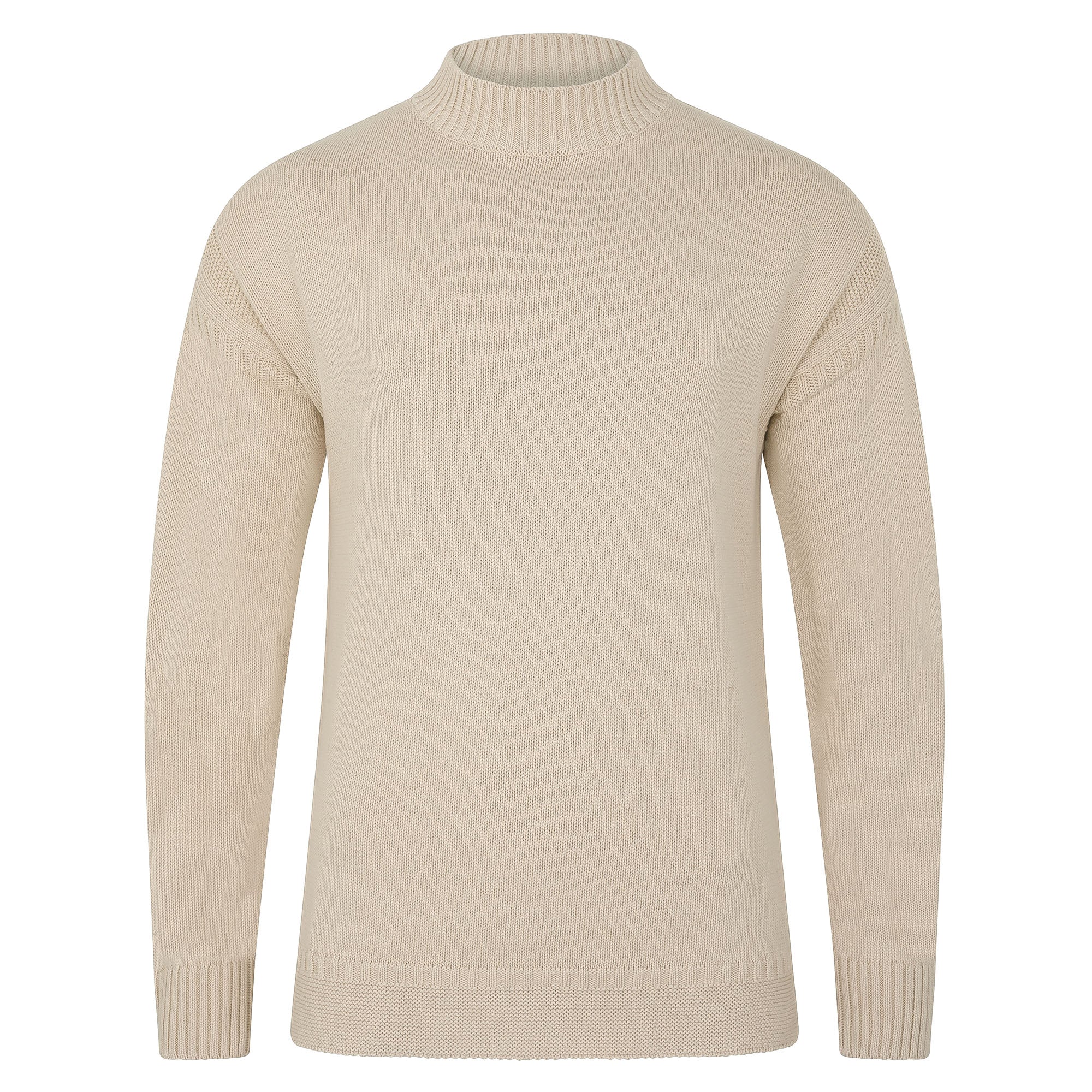 Mens Midweight Organic Cotton Linen Mock Neck Gansey Jumper