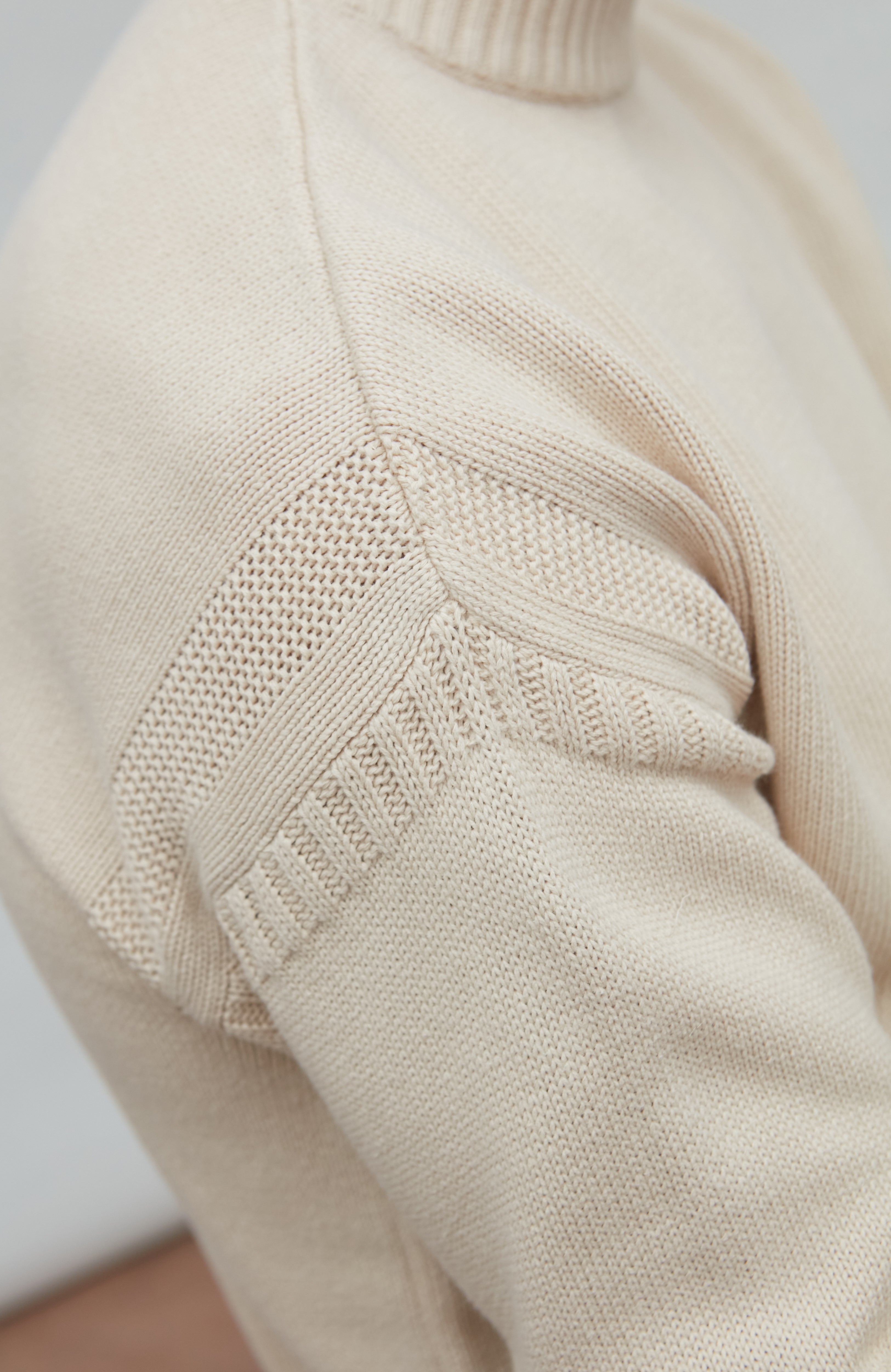 Mens Midweight Organic Cotton Linen Mock Neck Gansey Jumper