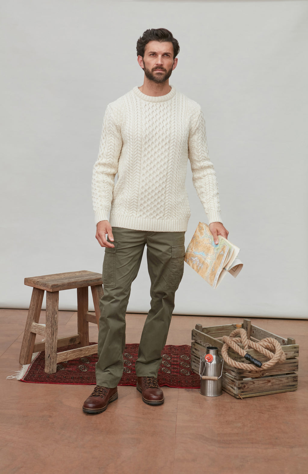 Mens Fisherman's British Wool Cable Jumper