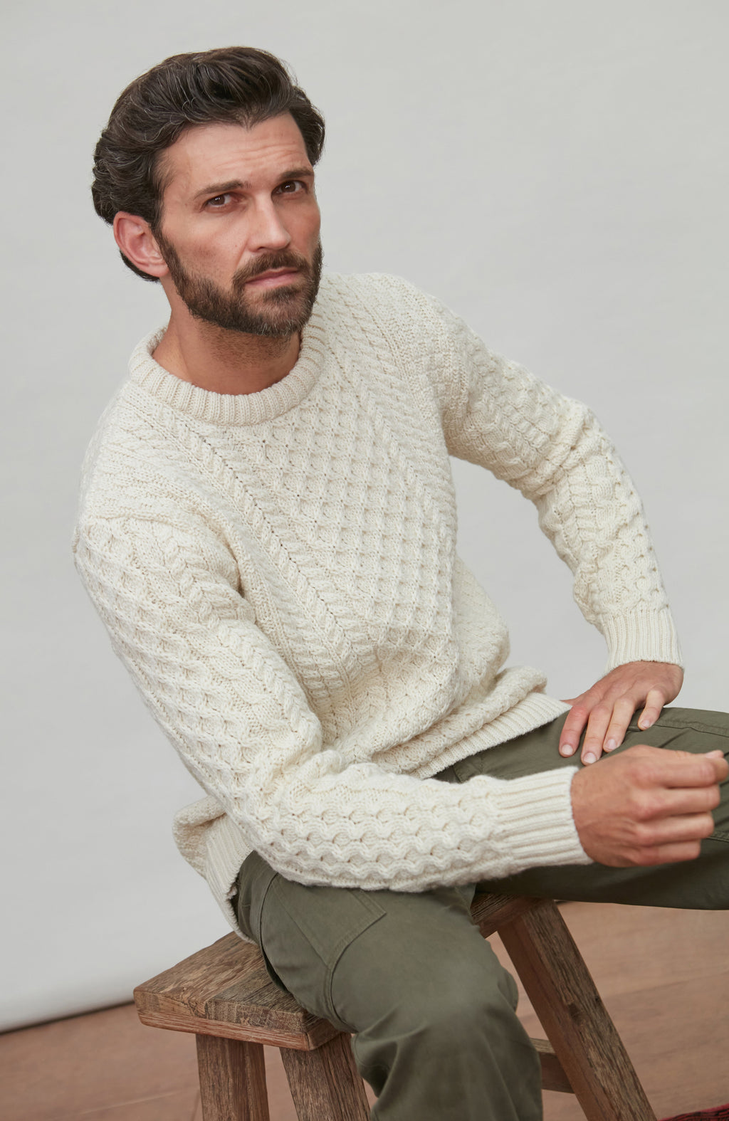 Mens Fisherman's British Wool Cable Jumper