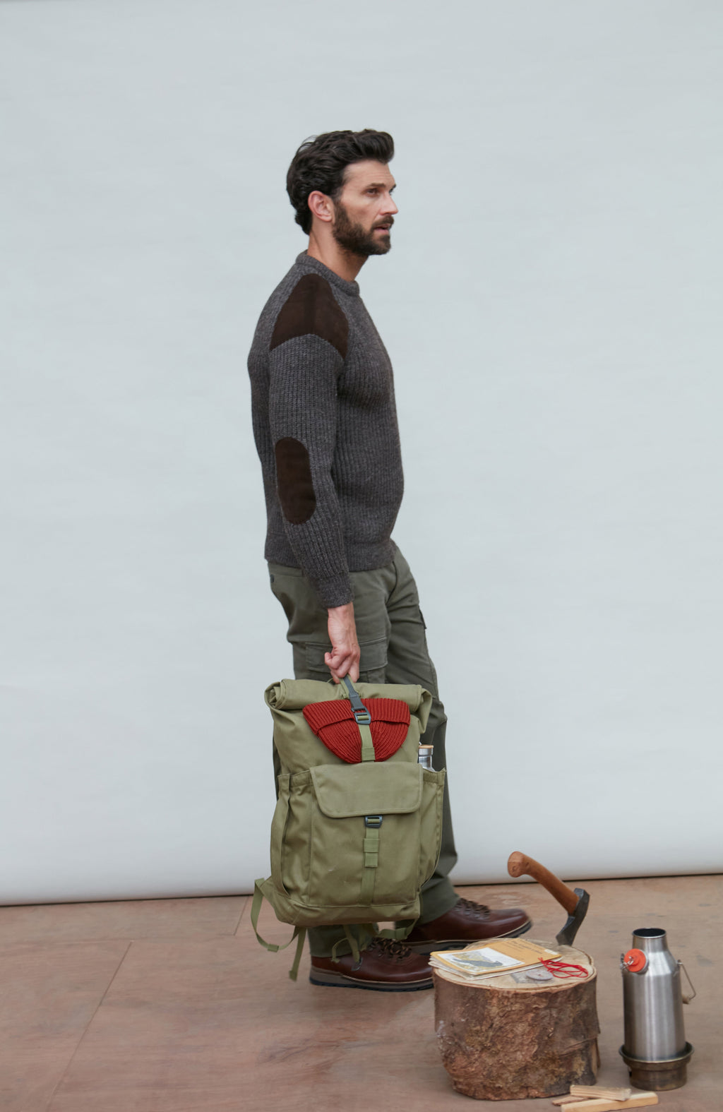 Mens Chunky British Wool Ribbed Shooting Jumper