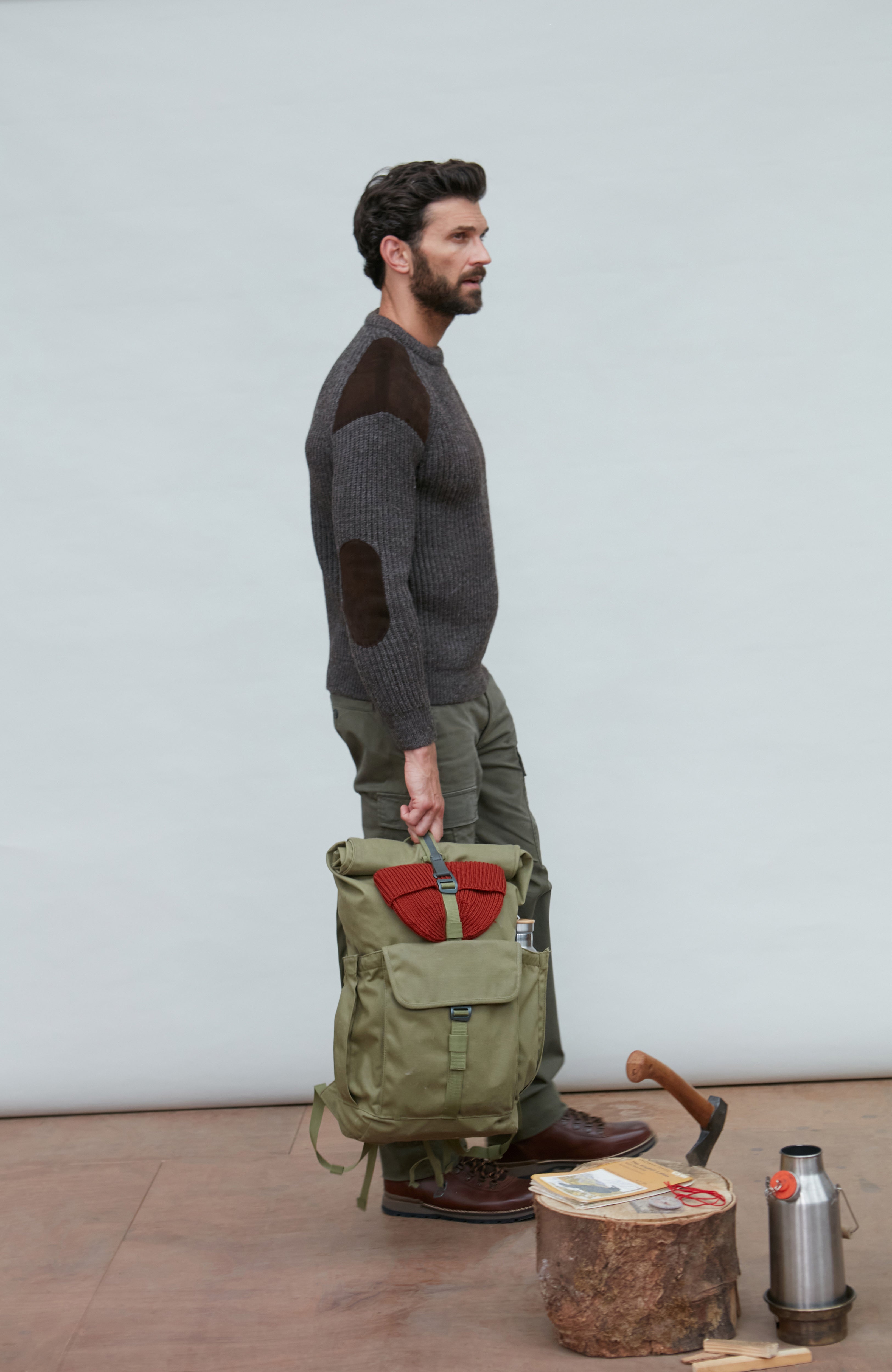 Mens Chunky British Wool Ribbed Shooting Jumper