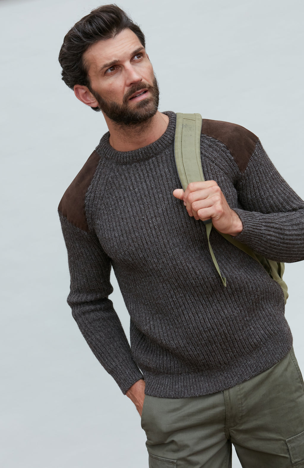 Mens Chunky British Wool Ribbed Shooting Jumper