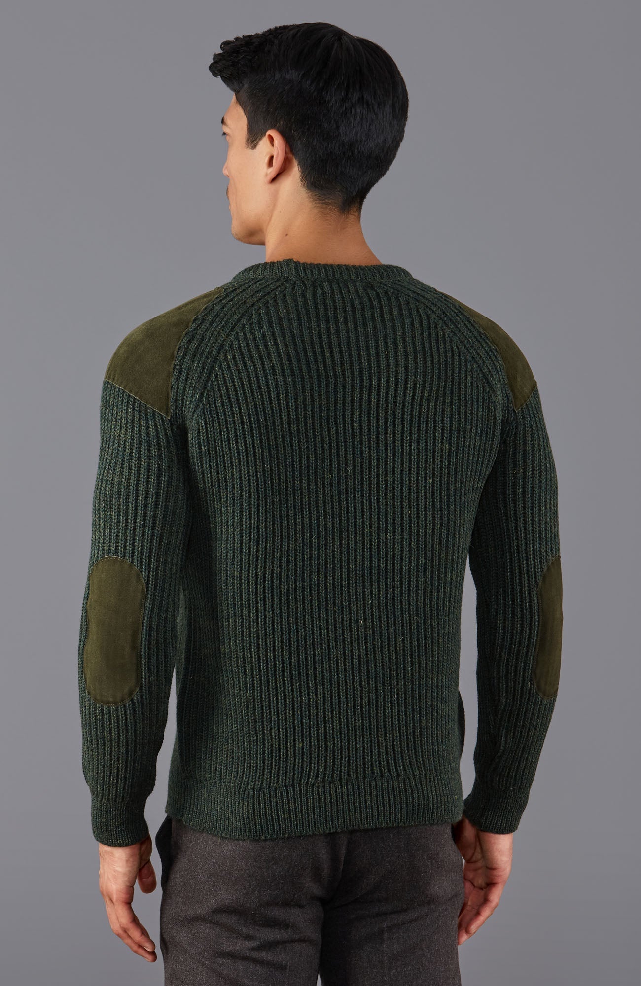Mens Chunky British Wool Ribbed Shooting Jumper