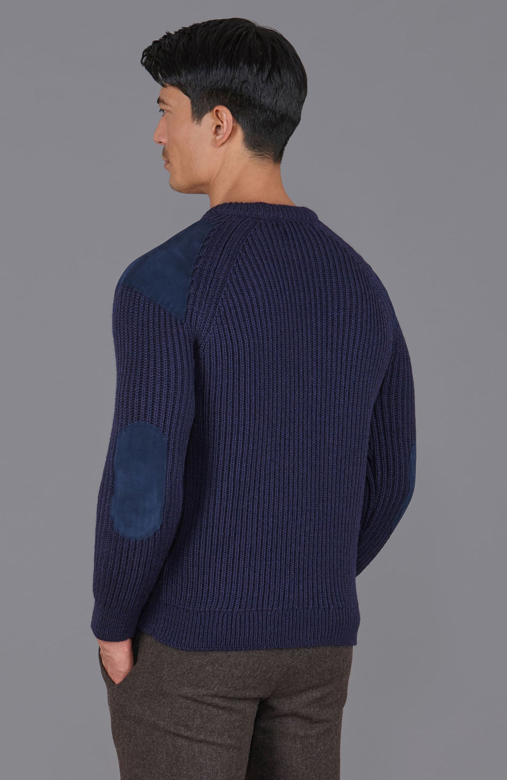 Mens Chunky British Wool Ribbed Shooting Jumper
