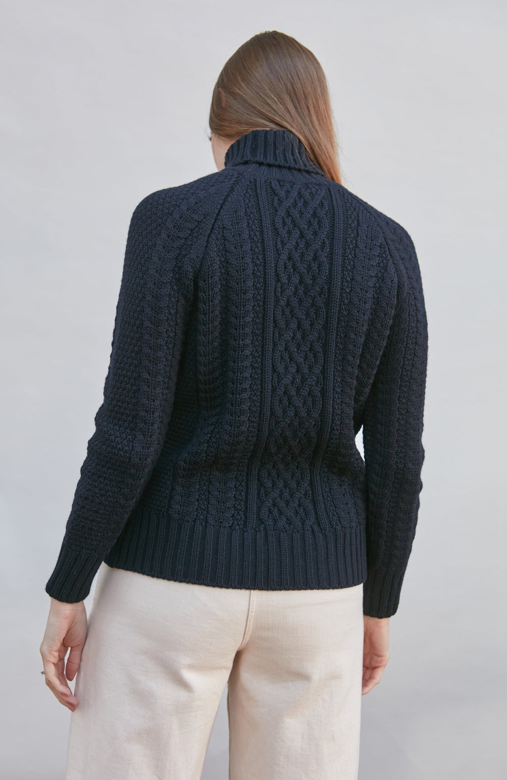 Womens Chunky Merino Roll Neck Cable Jumper