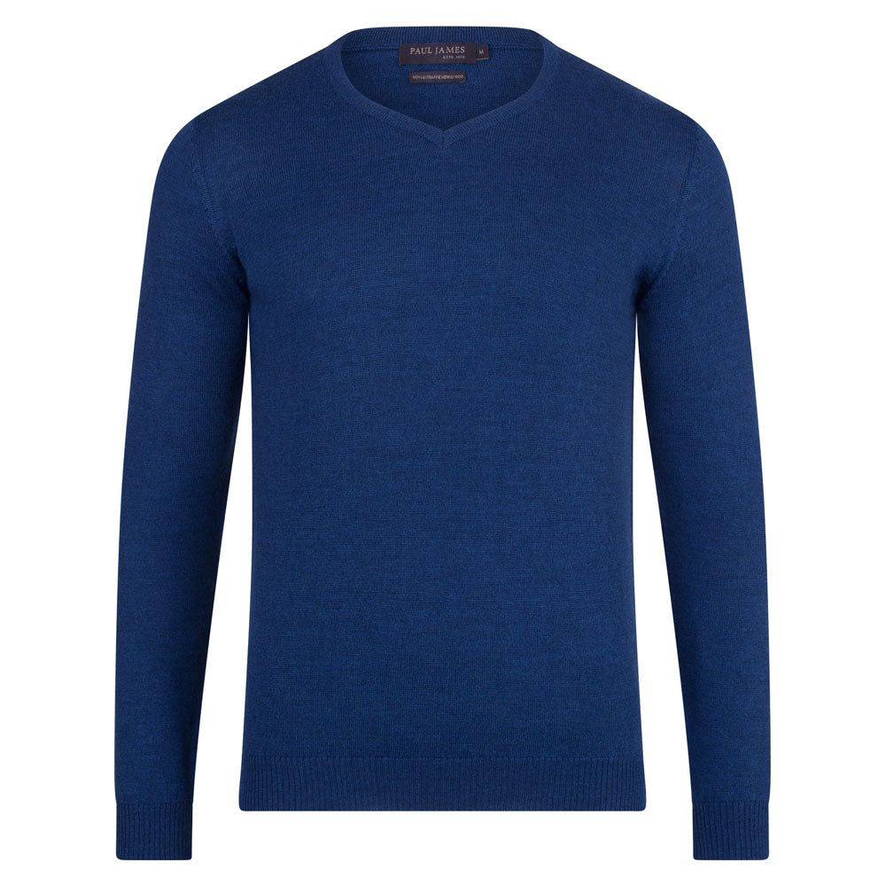 Mens Extra Fine Merino Wool V-Neck Jumper