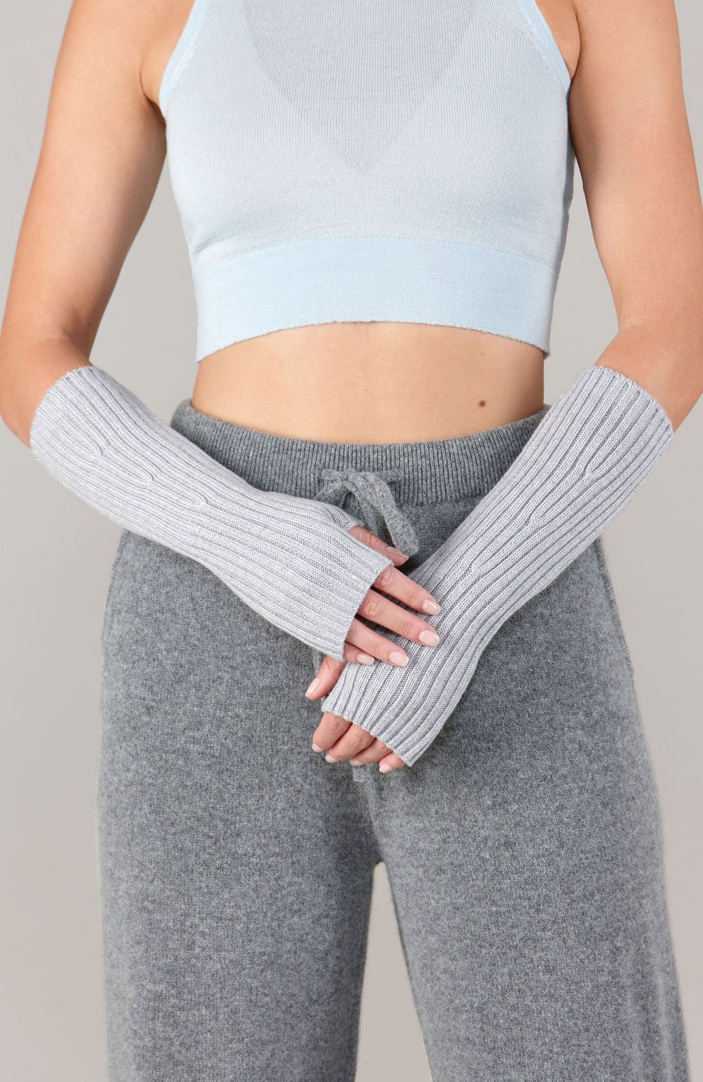 Womens Merino Activewear Ribbed Fingerless Gloves