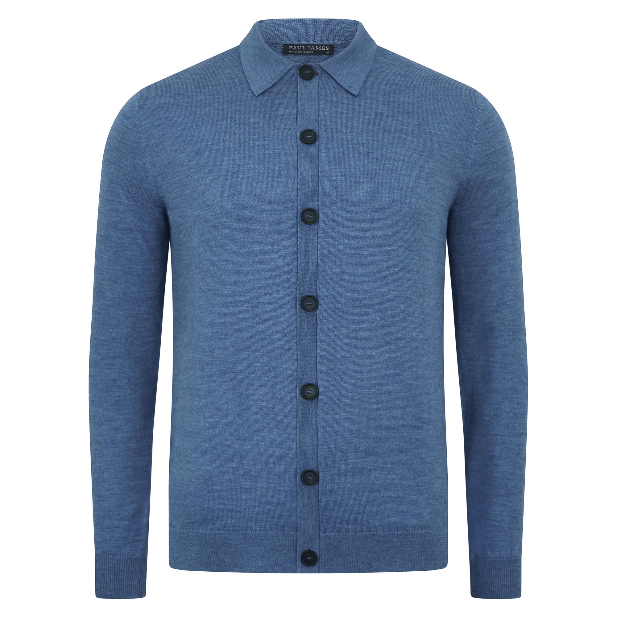 Mens Extra Fine Merino Wool Polo Cardigan