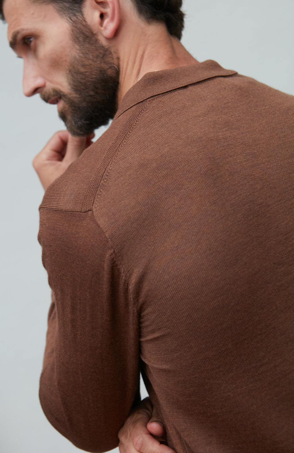 Mens Extra Fine Merino Wool Polo Cardigan