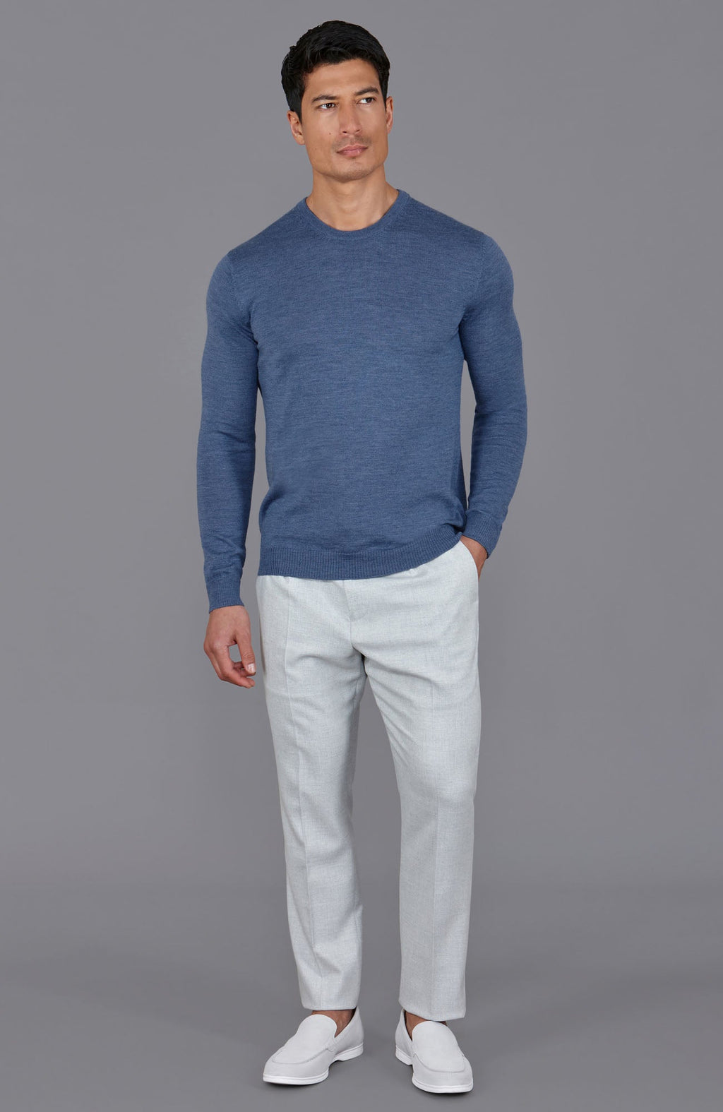 Mens Extra Fine Merino Wool Crew Neck Jumper