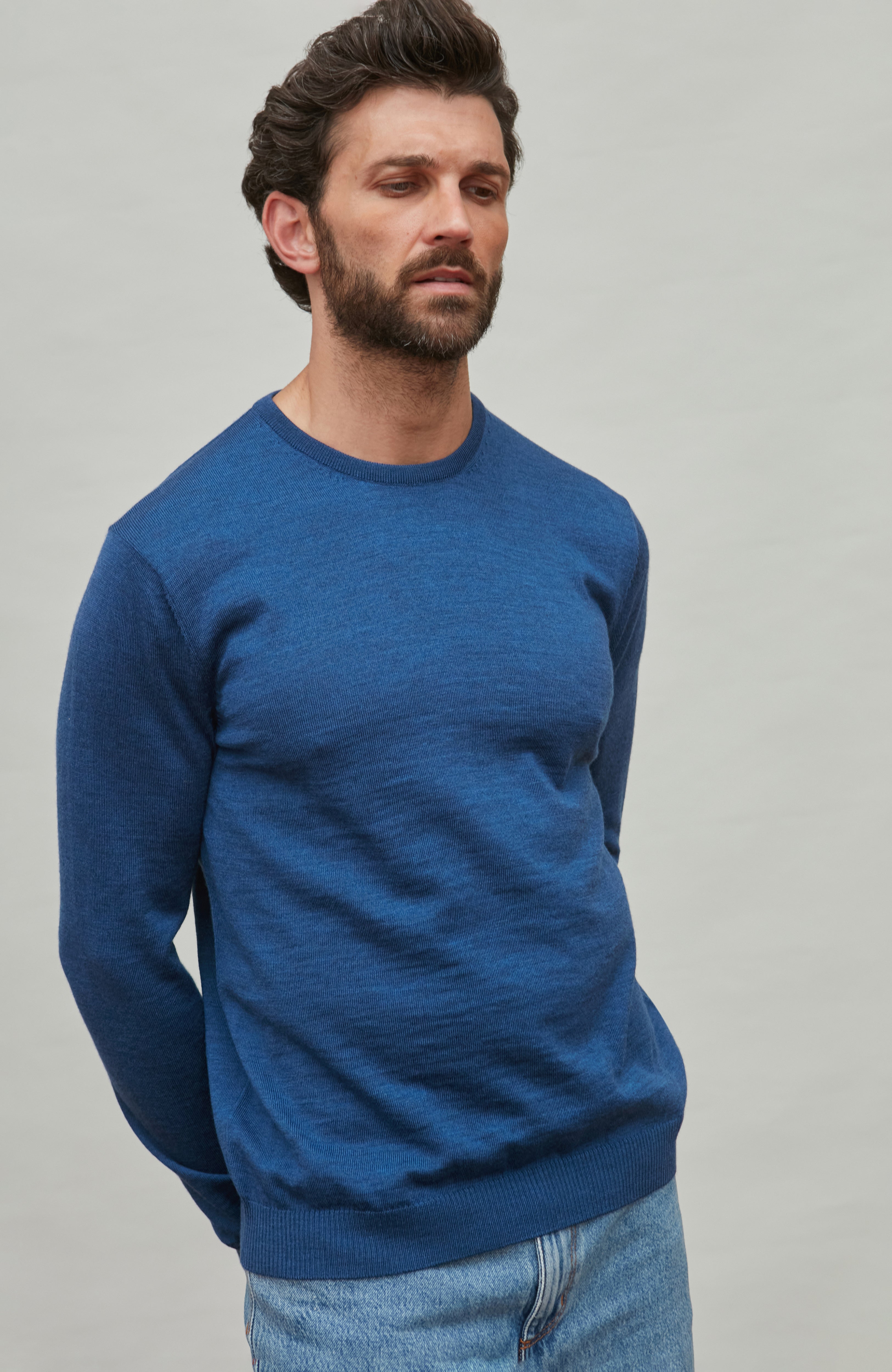 Mens Extra Fine Merino Wool Crew Neck Jumper