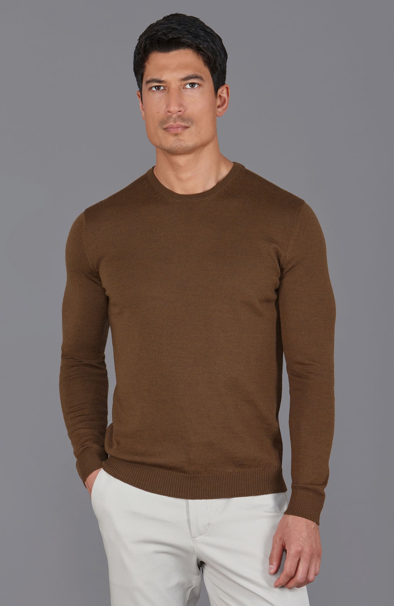 Mens Extra Fine Merino Wool Crew Neck Jumper