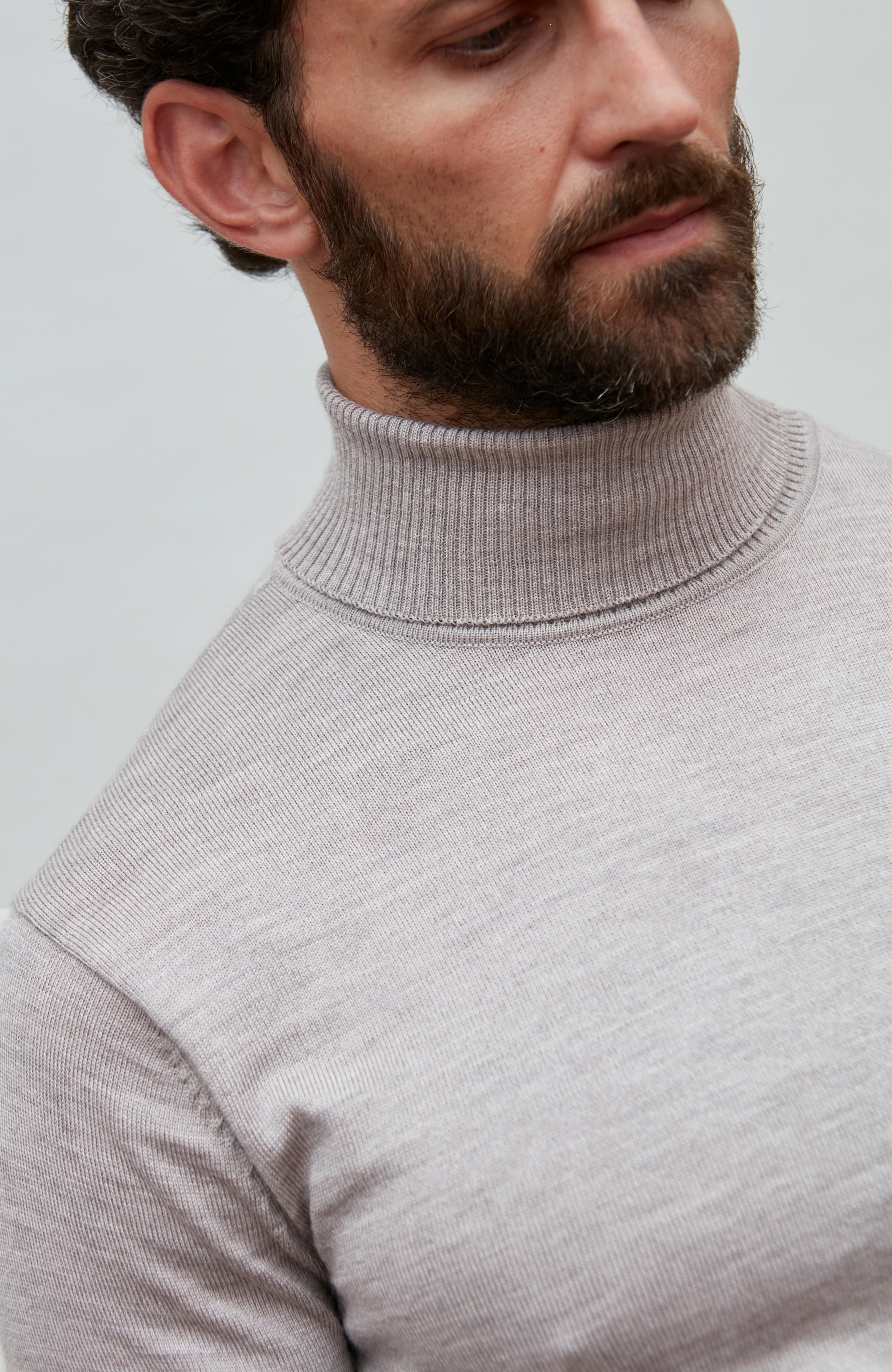 Mens Extra Fine Merino Wool Roll Neck Jumper