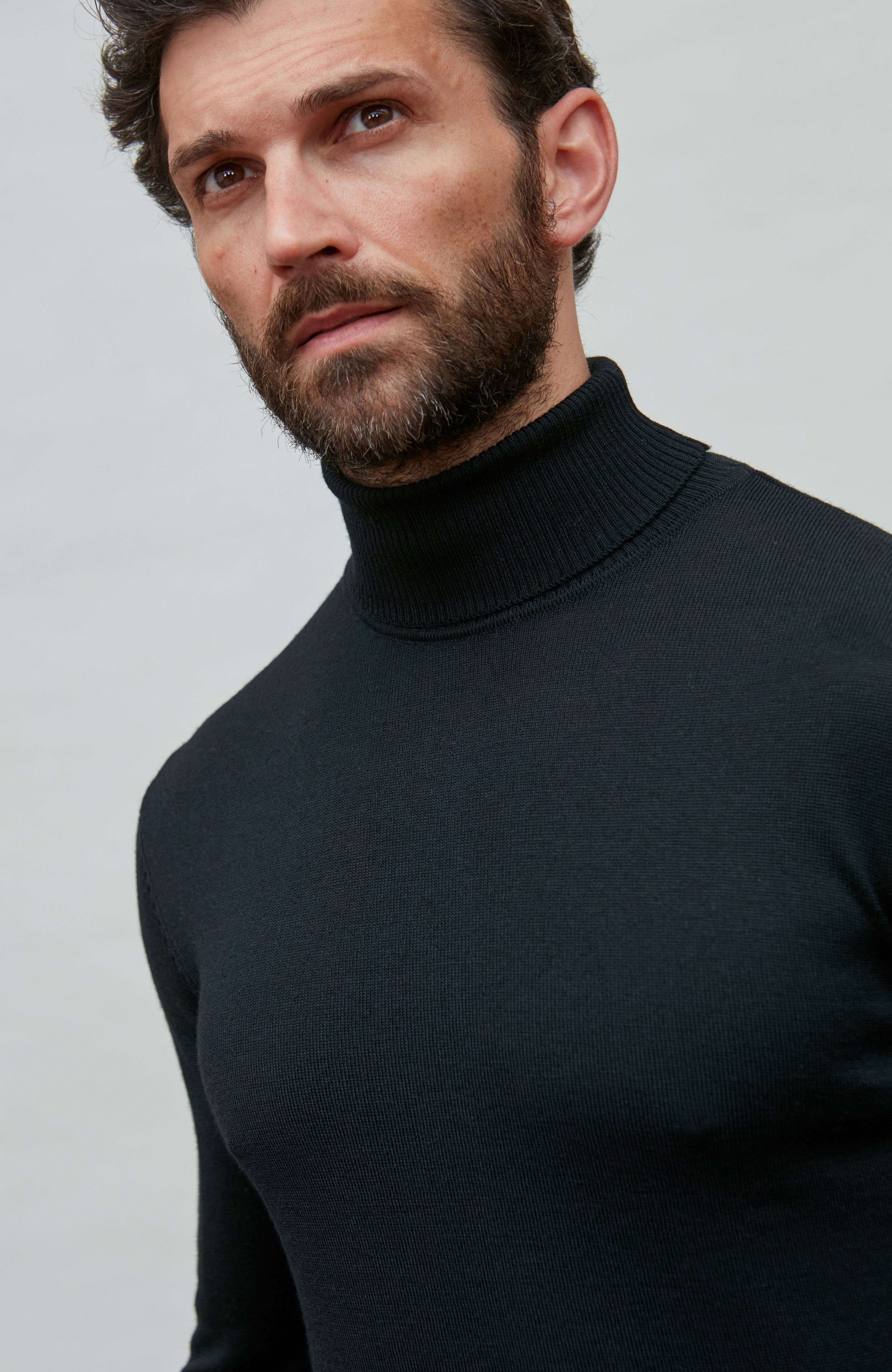 Mens Extra Fine Merino Wool Roll Neck Jumper