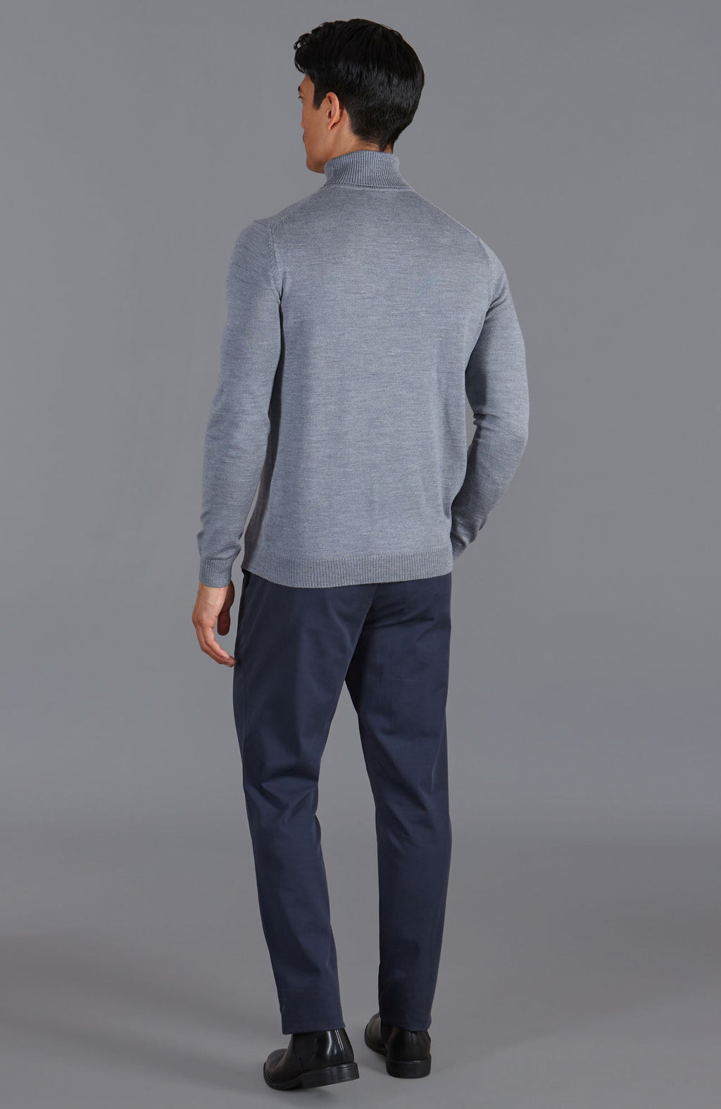 Mens Extra Fine Merino Wool Roll Neck Jumper