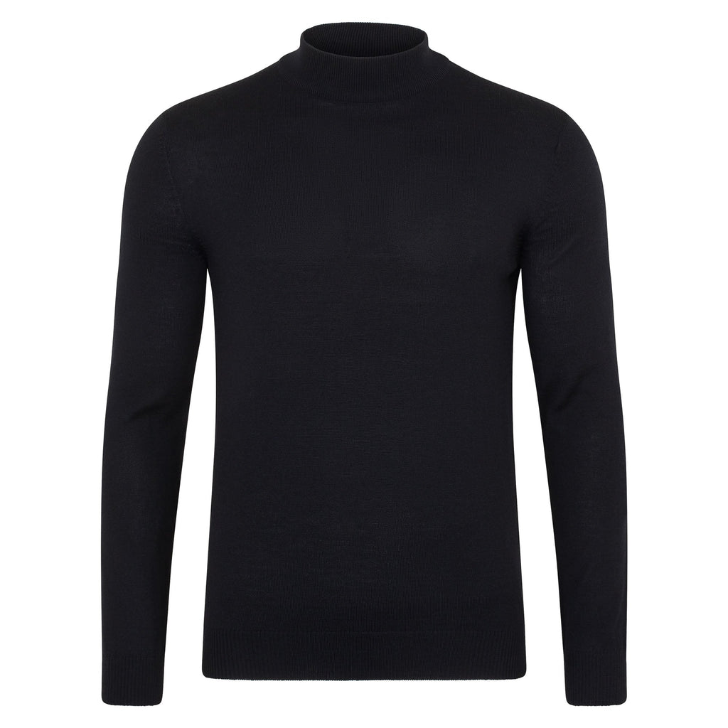 Mens Extra Fine Merino Wool Mock Turtleneck Jumper
