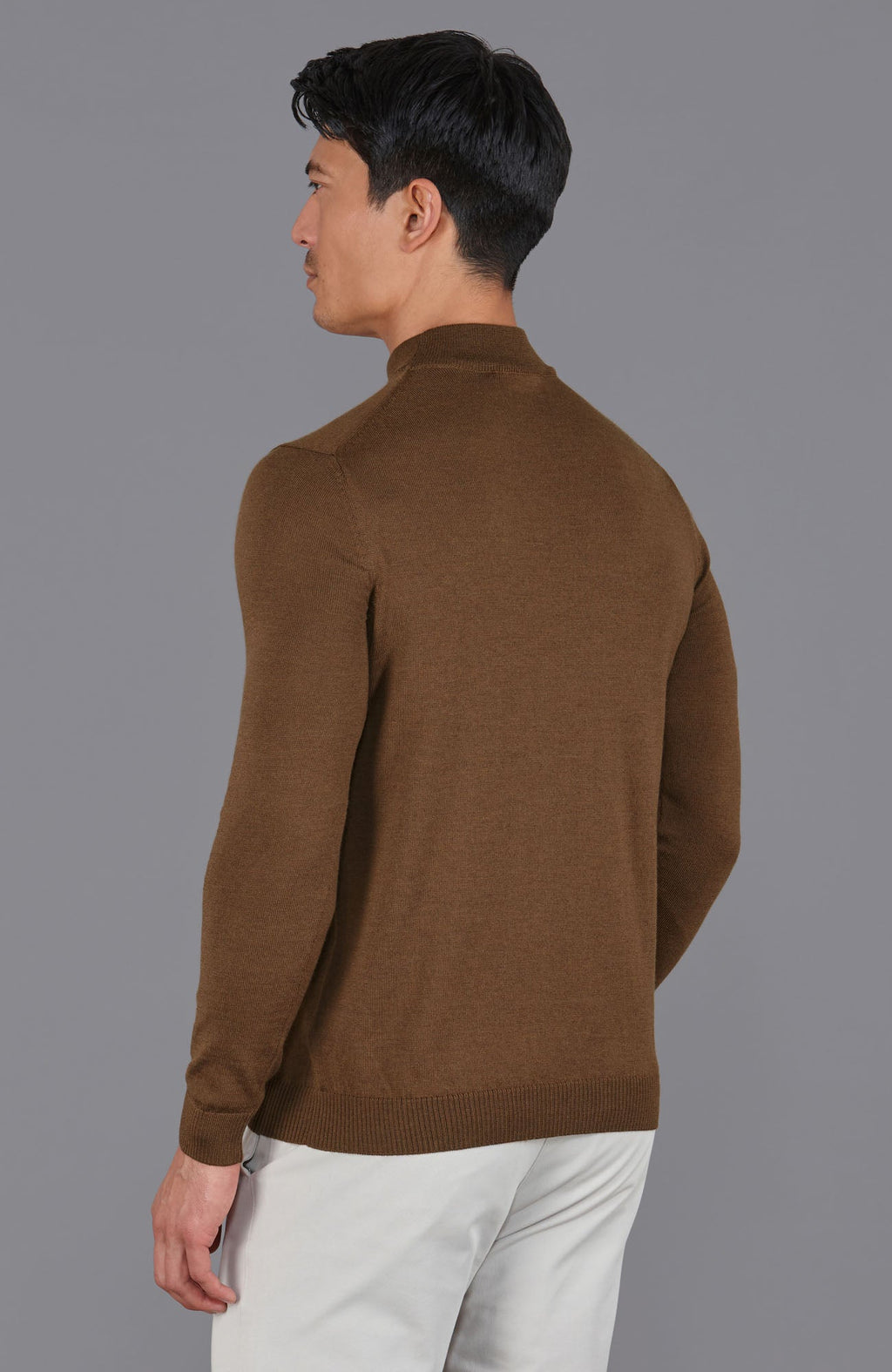 Mens Extra Fine Merino Wool Mock Turtleneck Jumper
