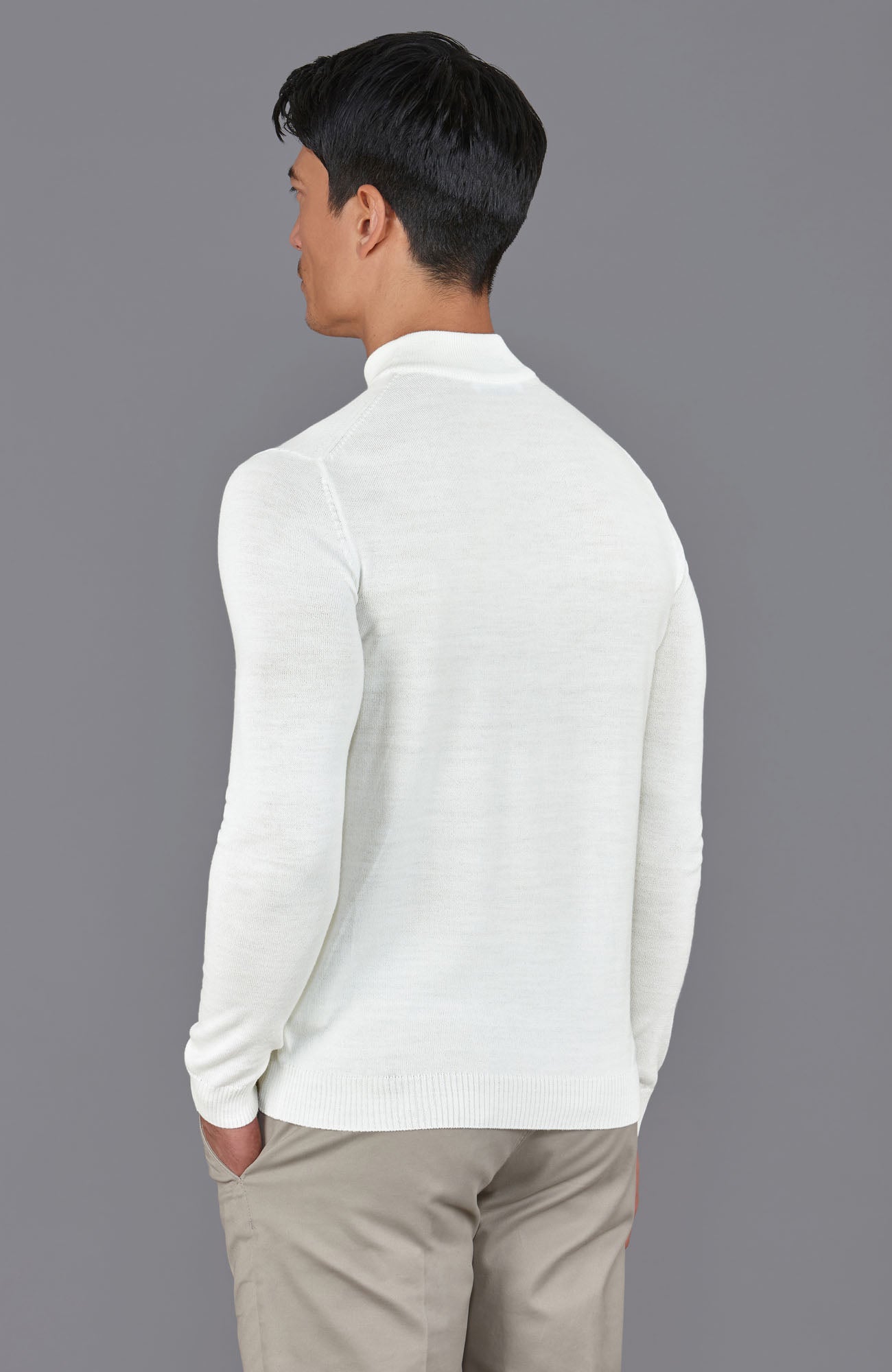 Mens Extra Fine Merino Wool Mock Turtleneck Jumper