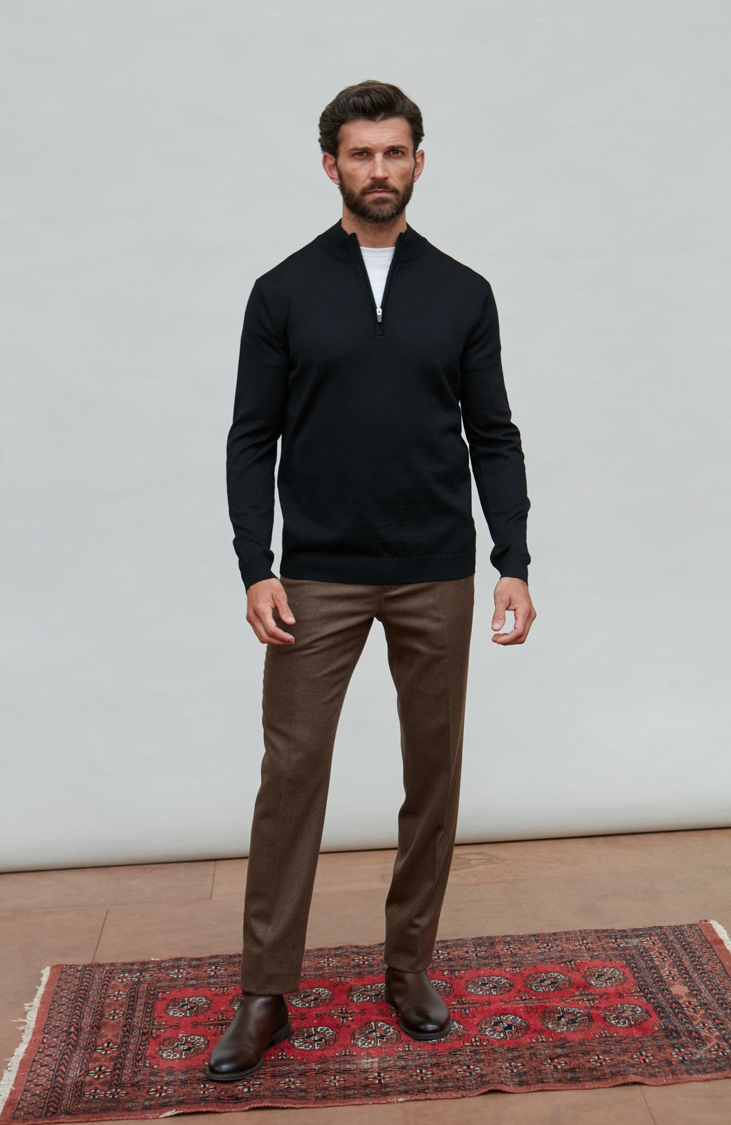 Mens Extra Fine Merino Wool Quarter Zip Jumper