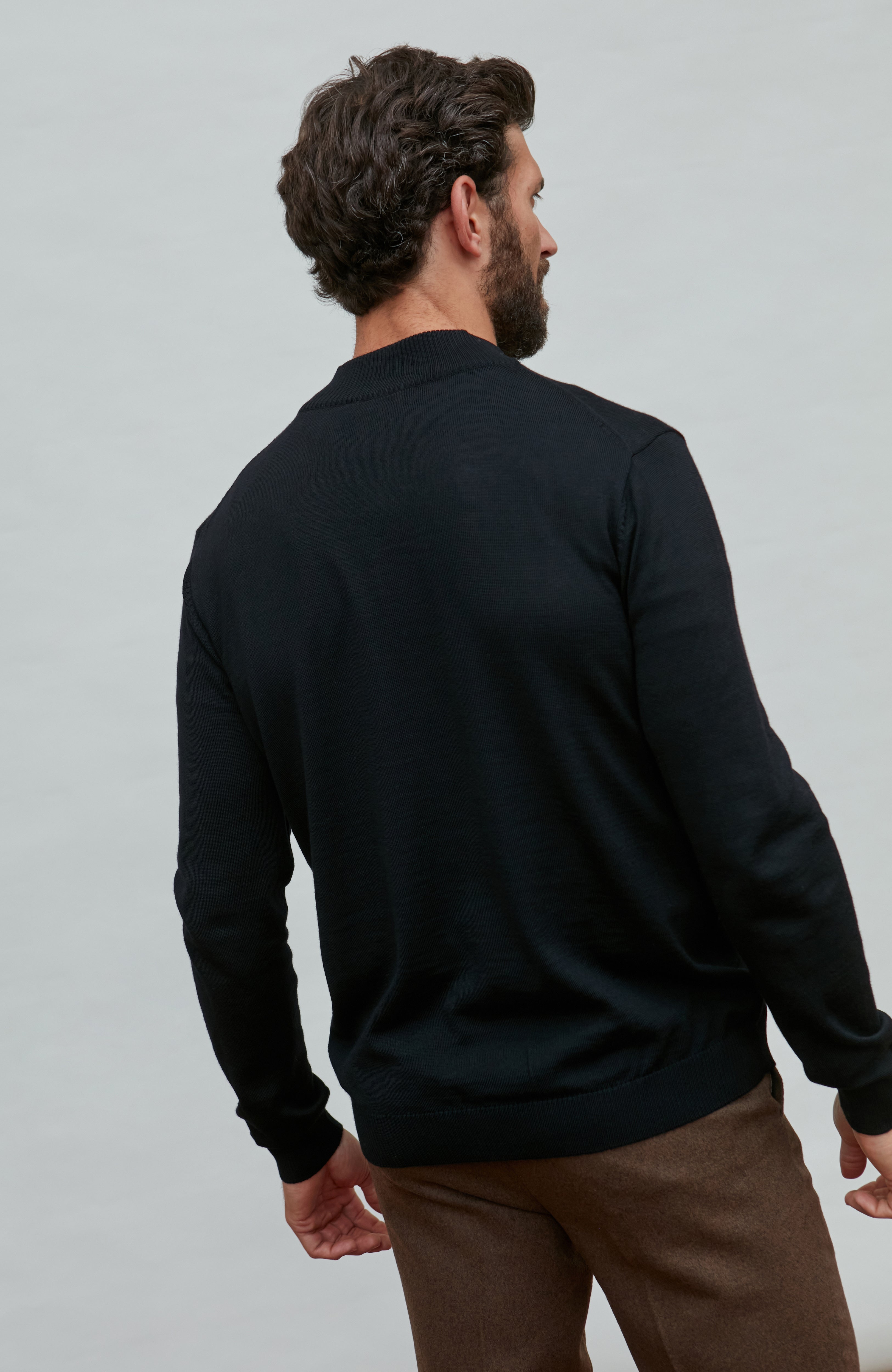 Mens Extra Fine Merino Wool Quarter Zip Jumper