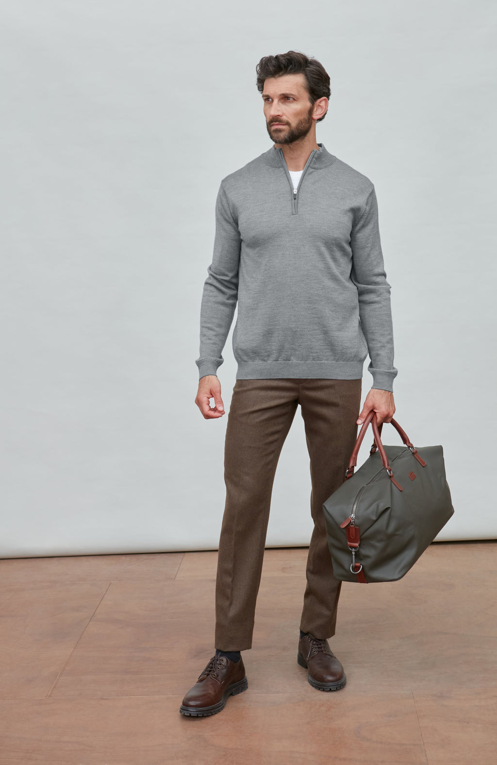 Mens Extra Fine Merino Wool Quarter Zip Jumper