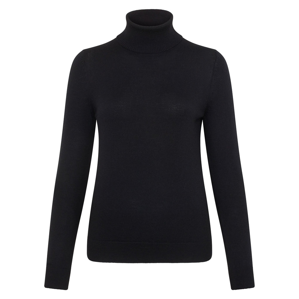 Womens Pure Extra Fine Merino Wool Roll Neck Jumper