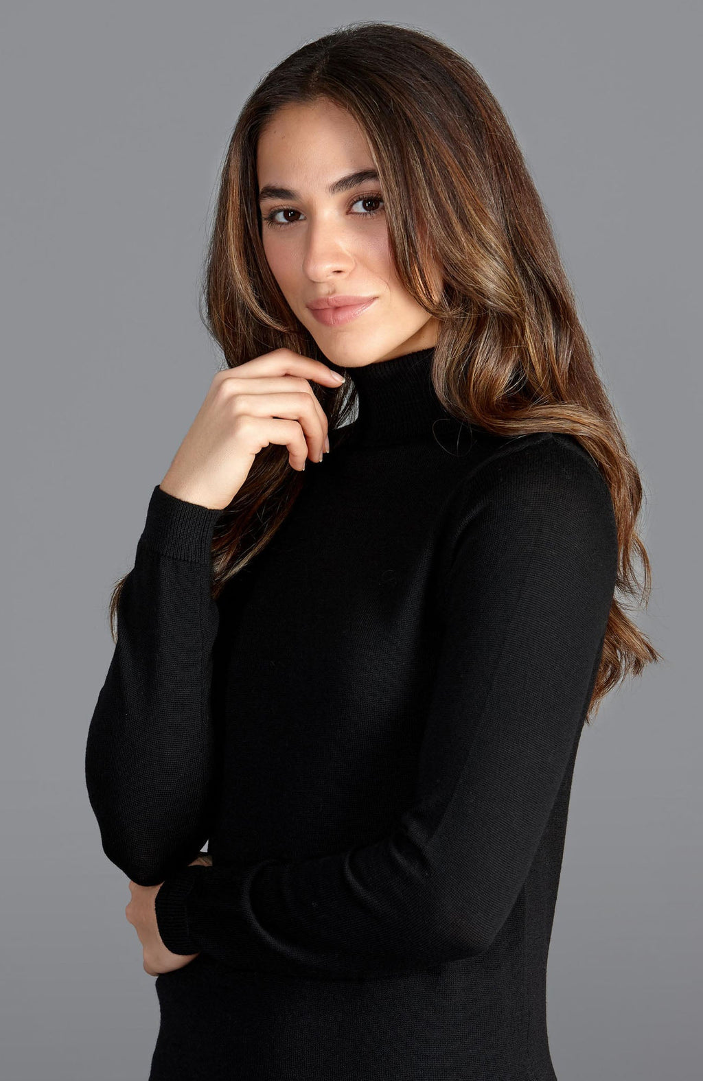 Womens Pure Extra Fine Merino Wool Roll Neck Jumper